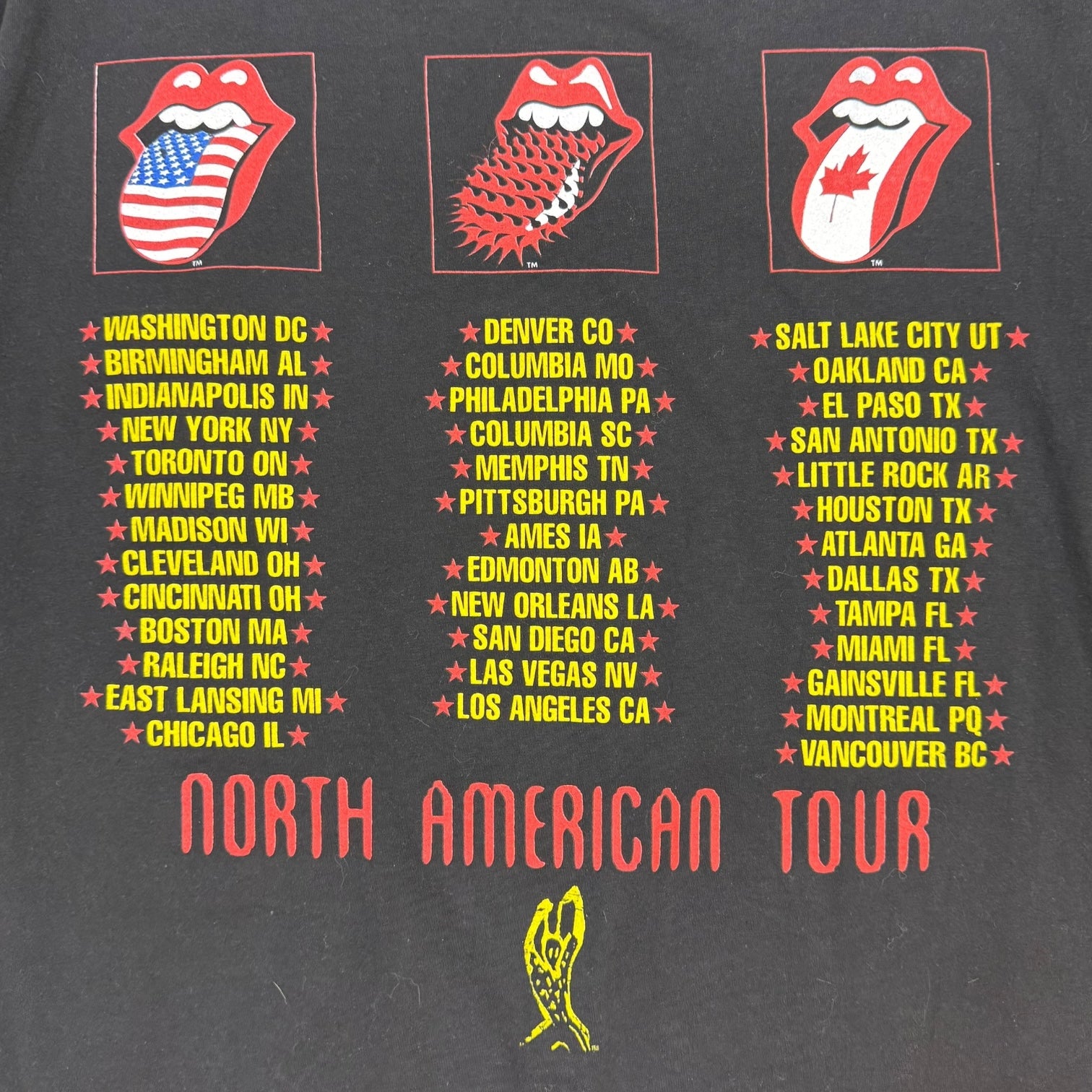 1994 Rolling Stones Voodoo Lounge Tour Tee Black/Yellow