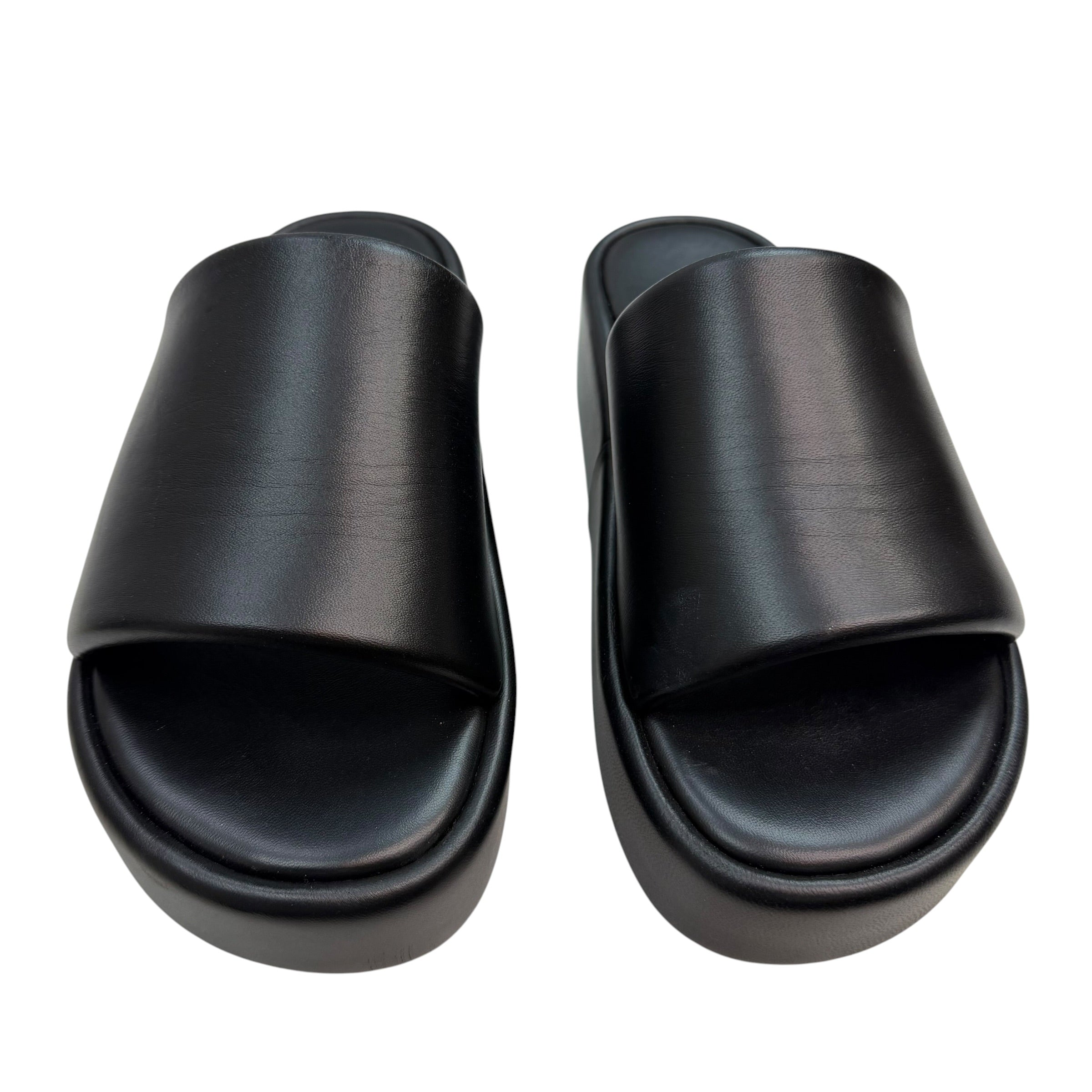 (W) Balenciaga Smooth Nappa Rise Platform Sandals Black