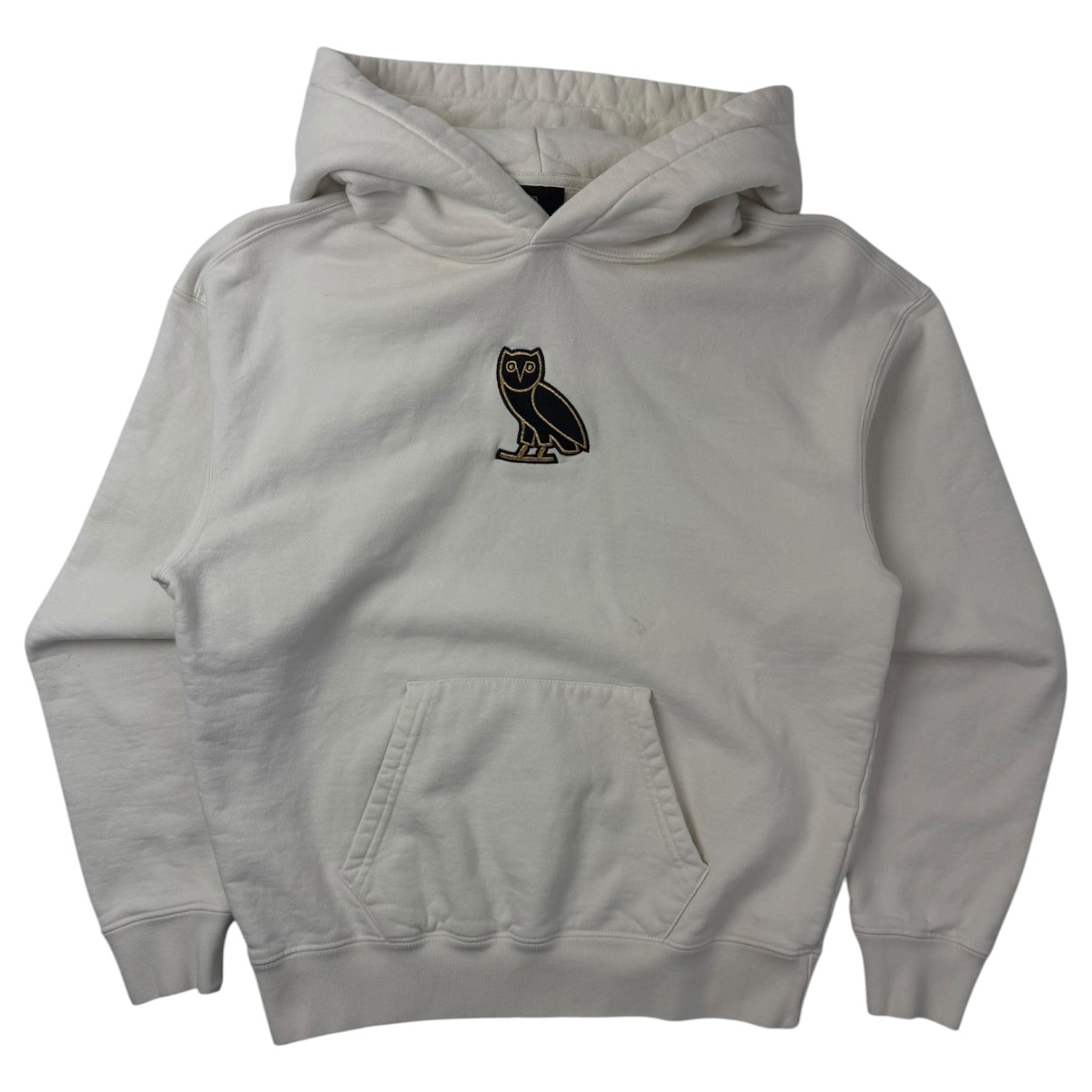 OVO Centre Owl Gold Embroidered Pullover Hoodie Beige