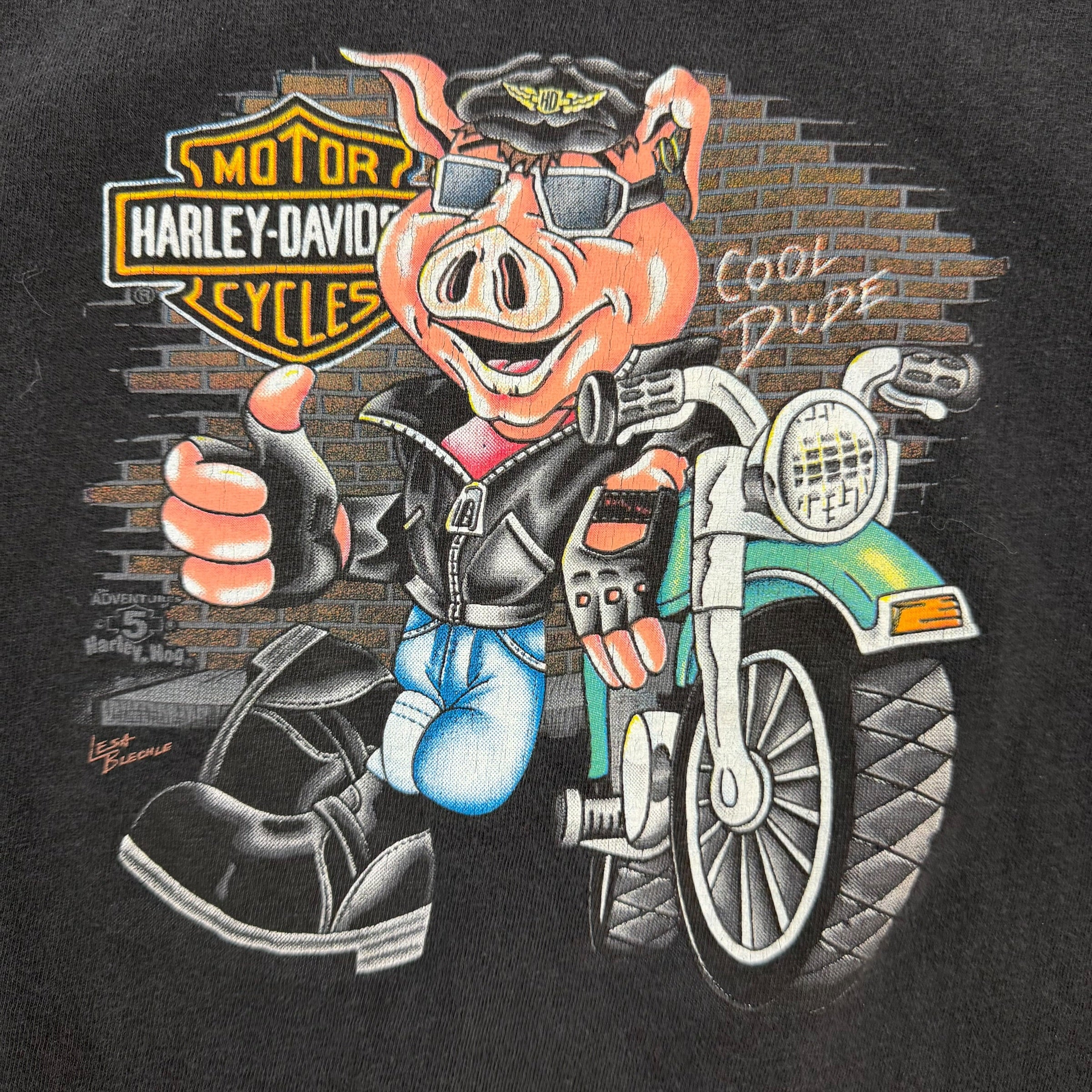 Vintage Youth Harley Davidson Tee Black