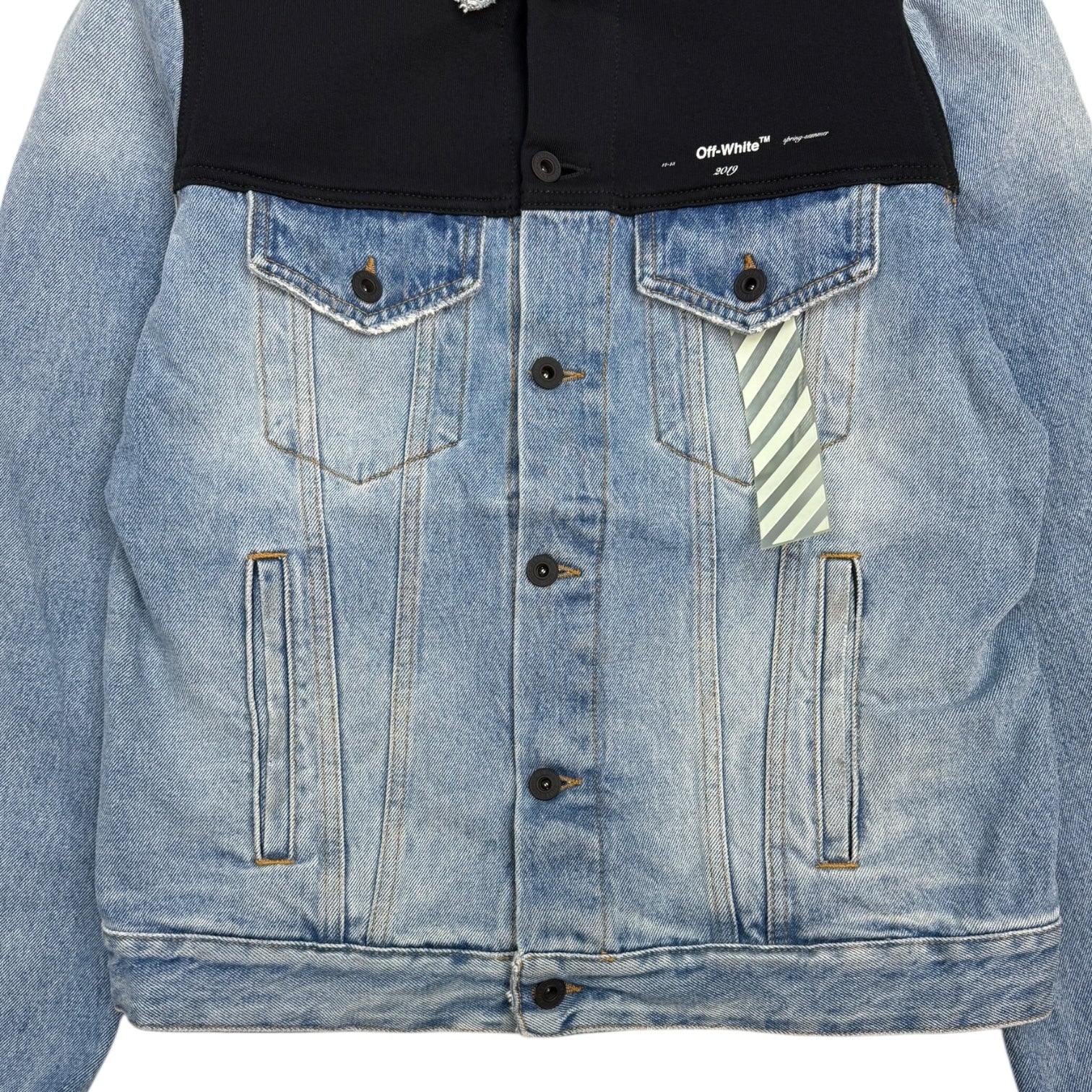 Off-White Contrasting Panel Light Denim/Black