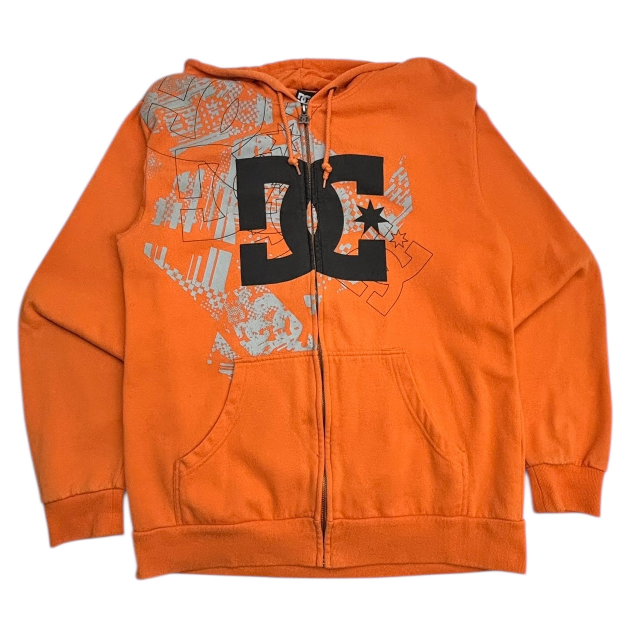 Vintage Y2K DC Graffiti Zip Hoodie Orange