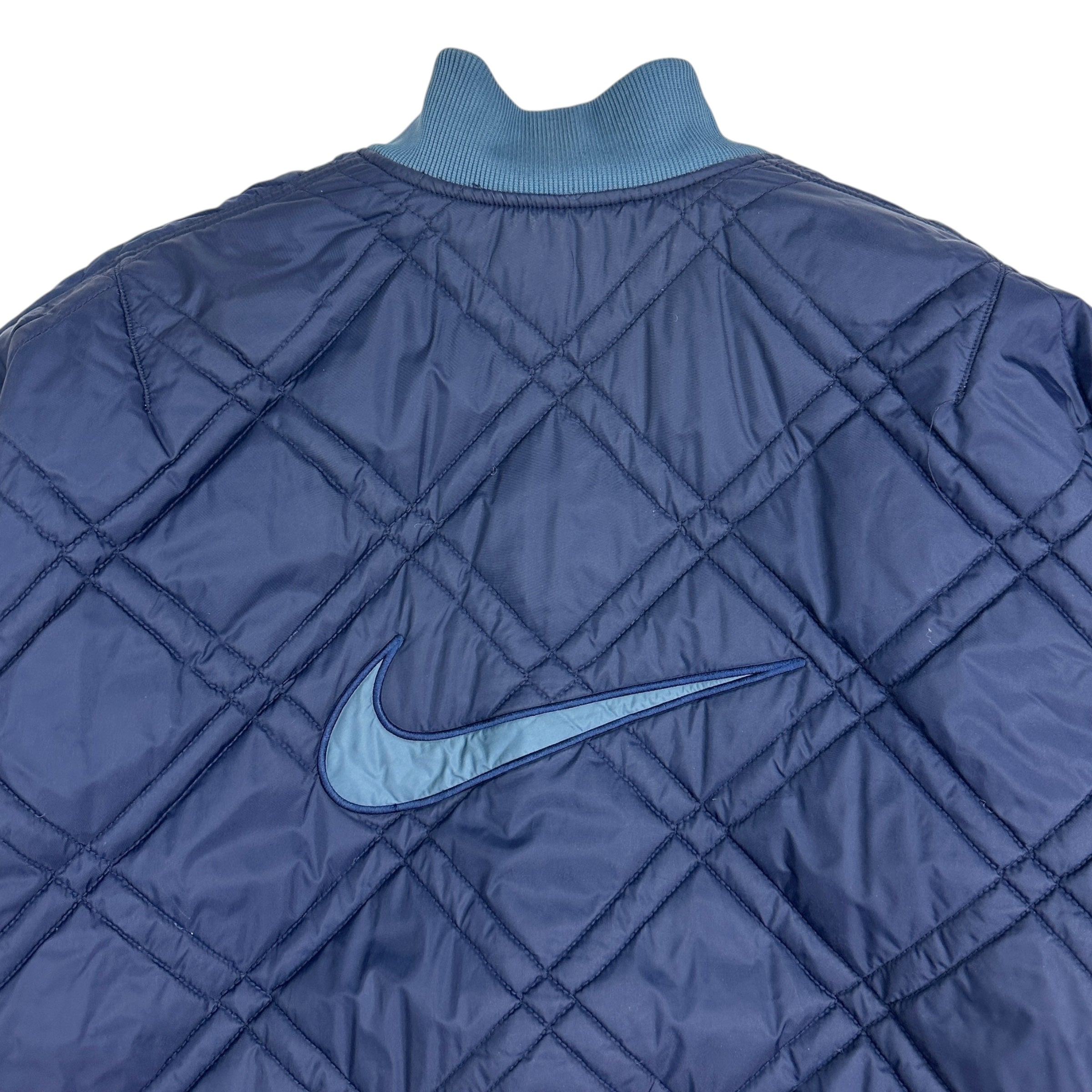 Vintage Nike Reversible Quilted Bomber Jacket Blue/Navy