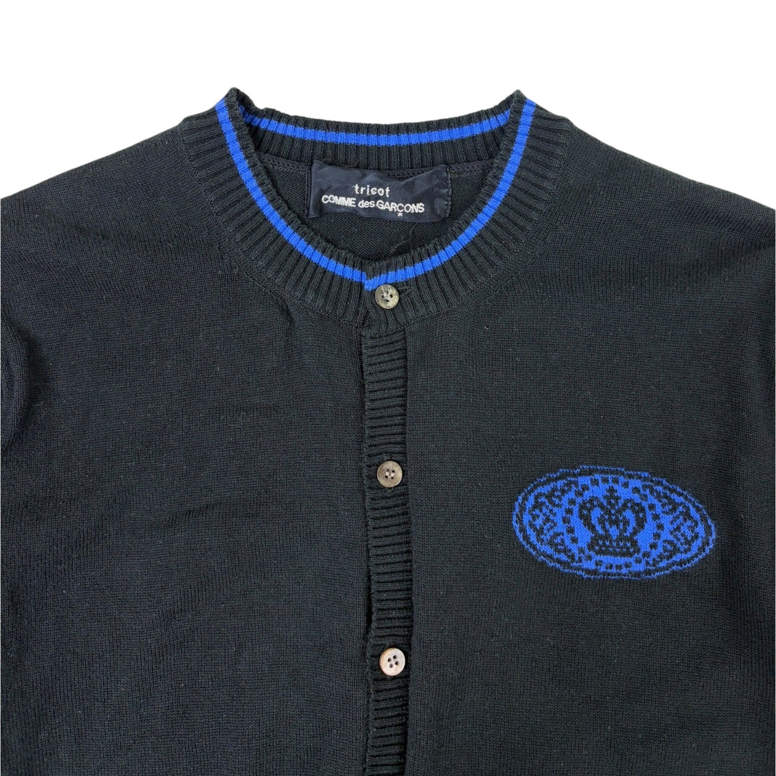 (W) 1990s Comme Des Garçons Tricot Crown Emblem Cardigan Black