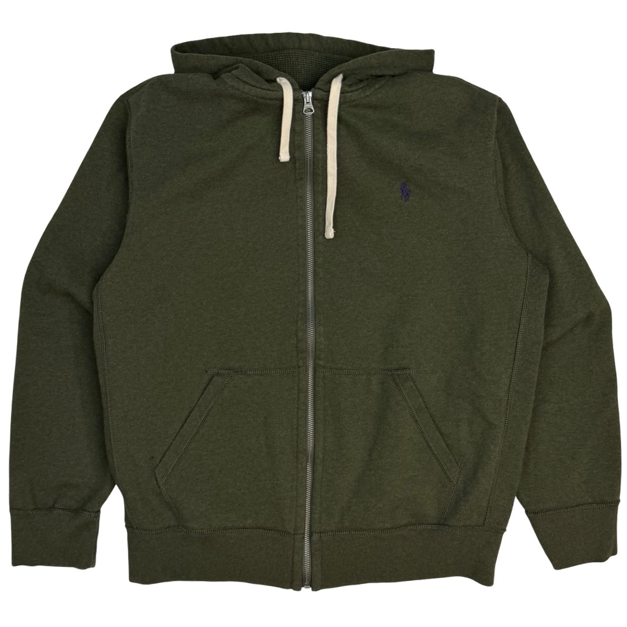Vintage Polo Ralph Lauren Thermal Lined Zip Up Hoodie Army Green