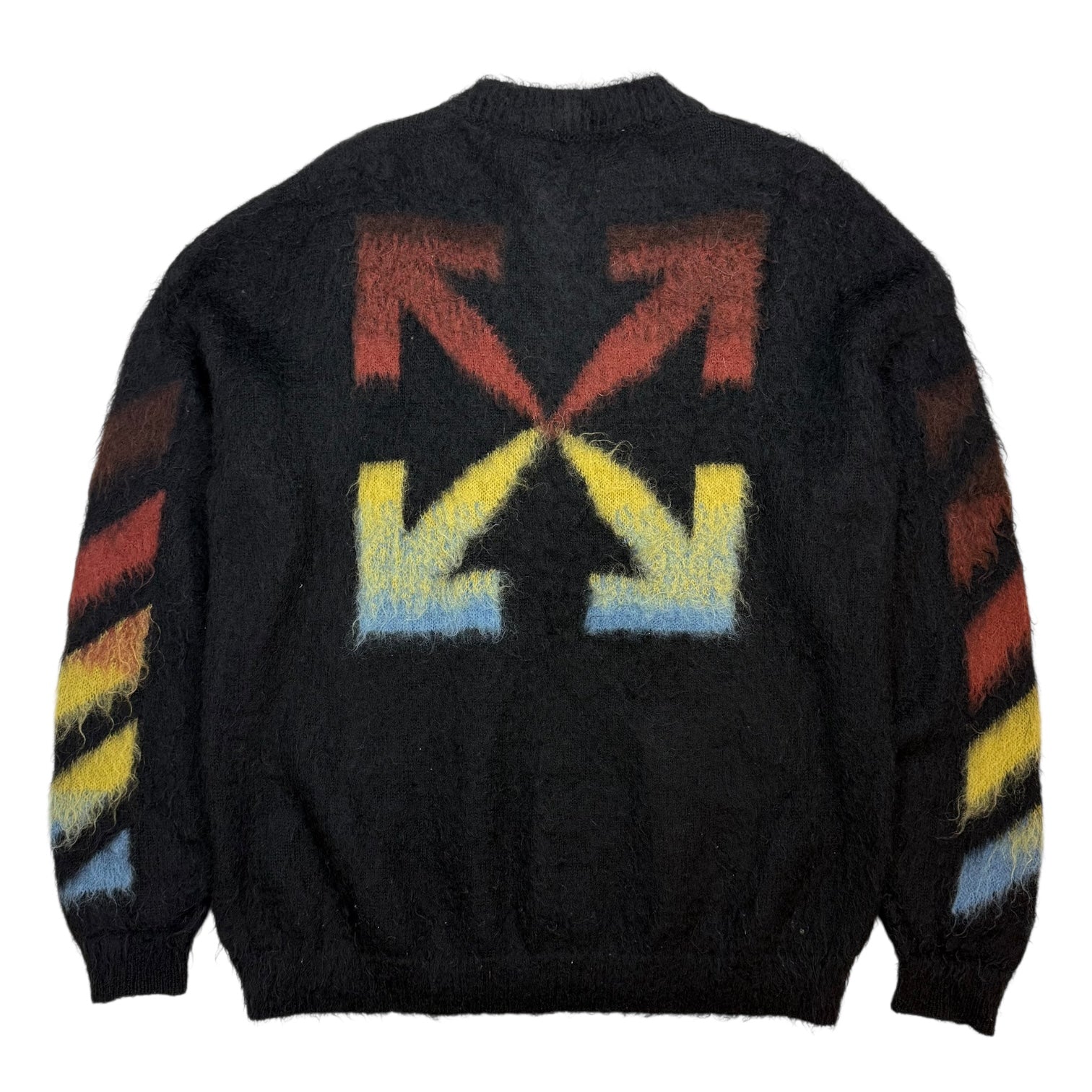 Off-White Diagonal Brushed Mohair Sweater Black