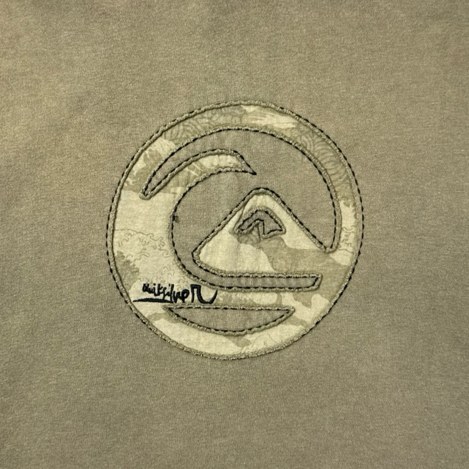 Vintage Y2K Quiksilver Embroidered Surf Hoodie Khaki