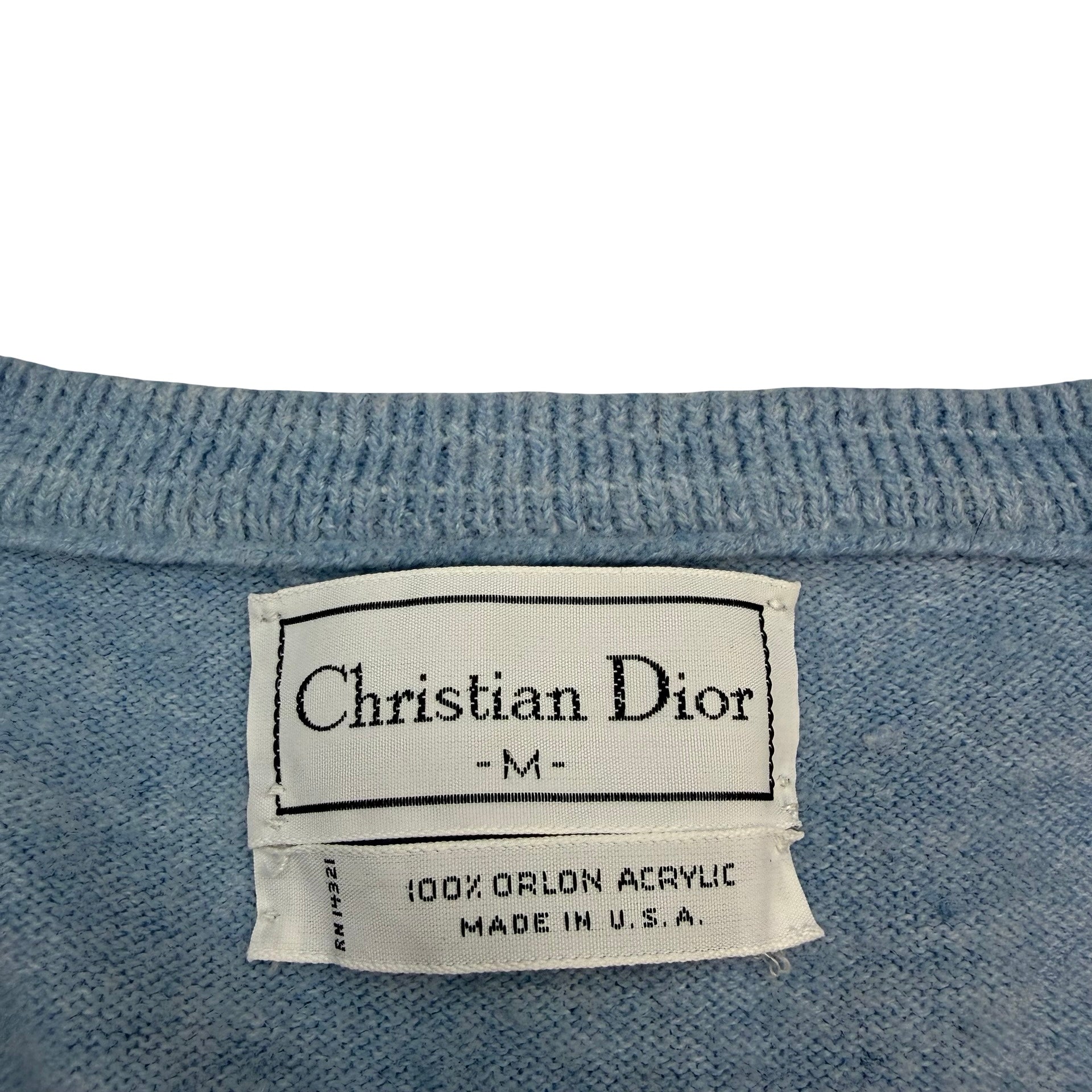 Vintage Christian Dior Knit Vest Baby Blue