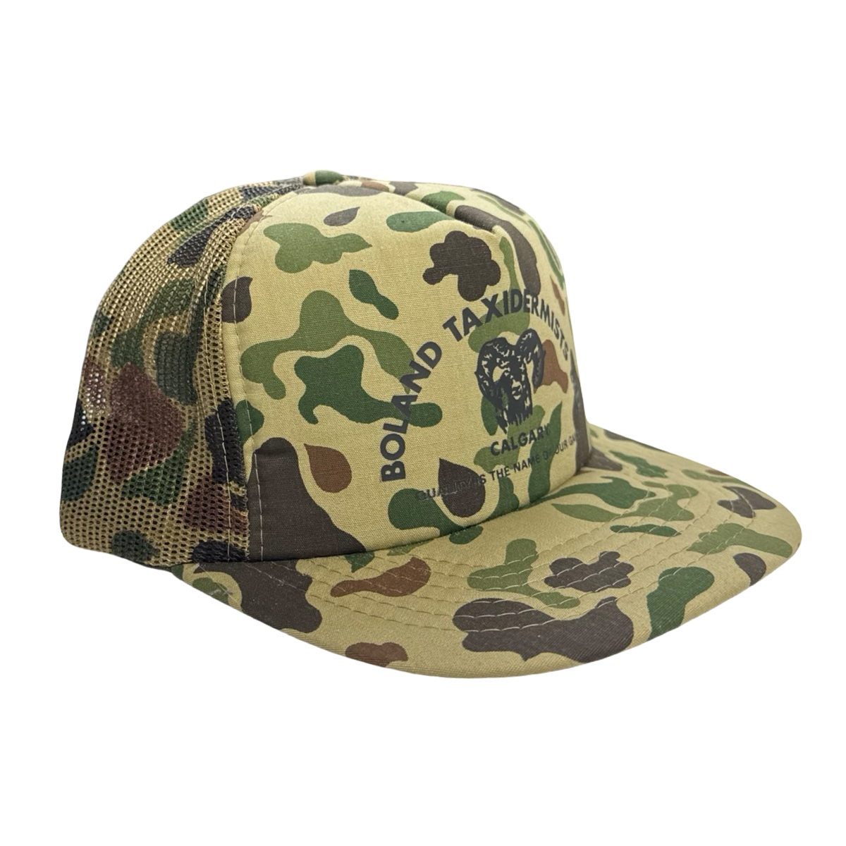 Vintage Camo Taxidermy “Name of Our Game” Trucker Hat