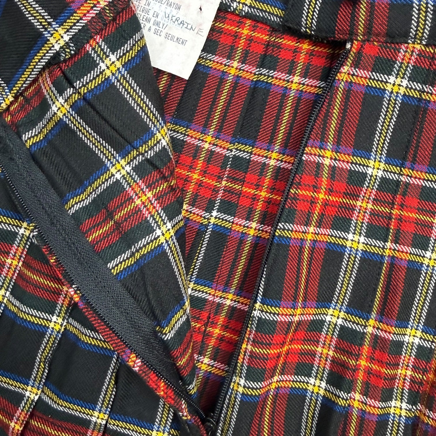 (W) Vintage Tartan Pleated Skirt Plaid