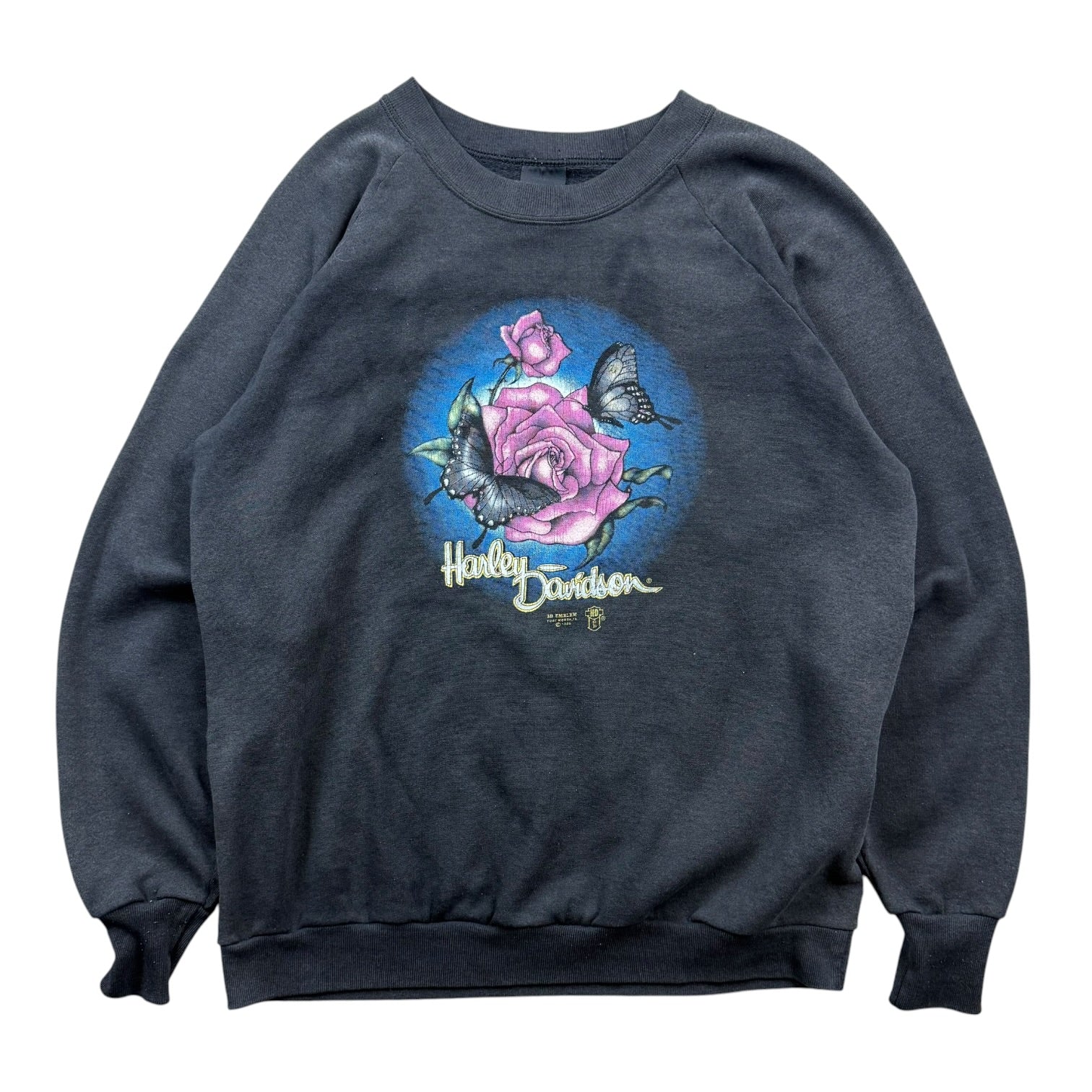 1989 3D Emblem Harley Davidson Of Kelowna Crewneck Black