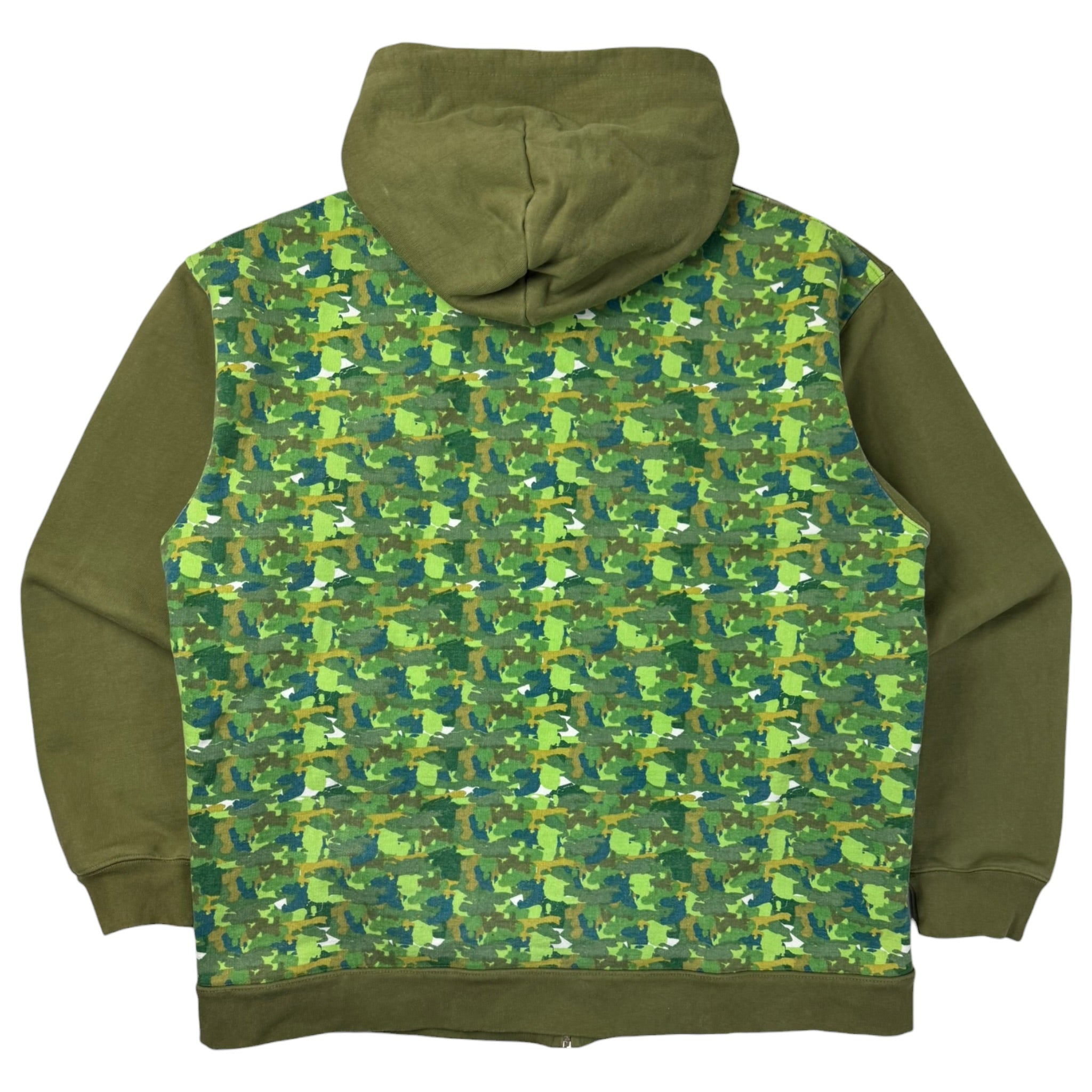 Vintage Y2K Upper Playground Heavyweight Zip Up Hoodie Green Digi Camo