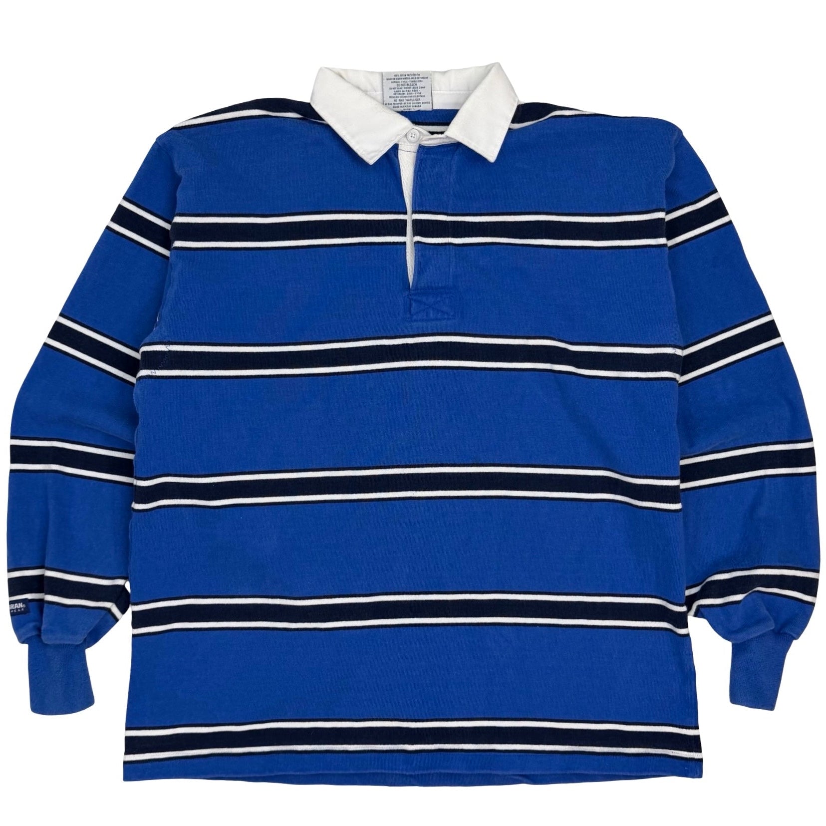 Vintage Barbarian Rugby Wear Longsleeve Polo Shirt Blue