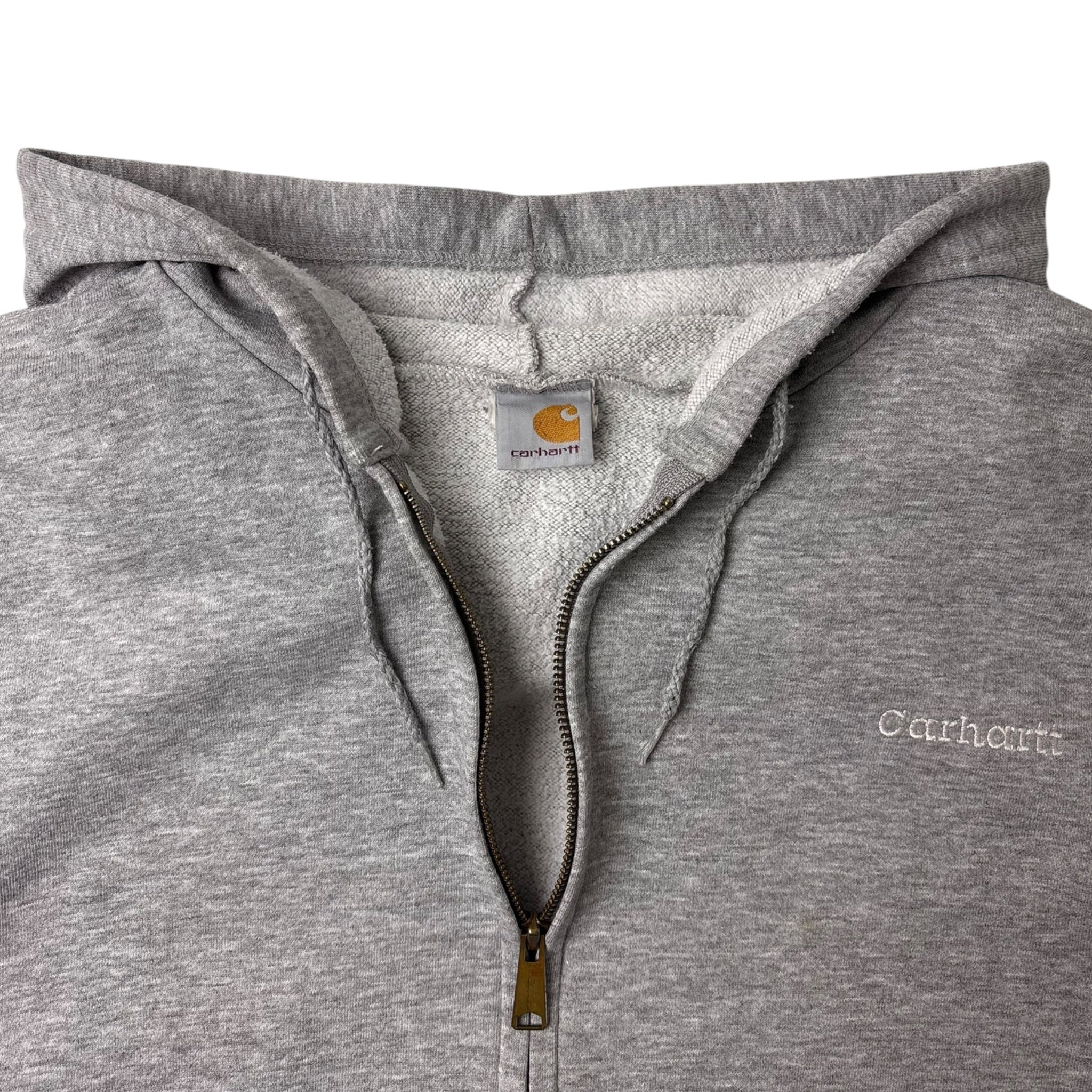Vintage Carhartt Pocket Spellout Zip Up Hoodie Grey