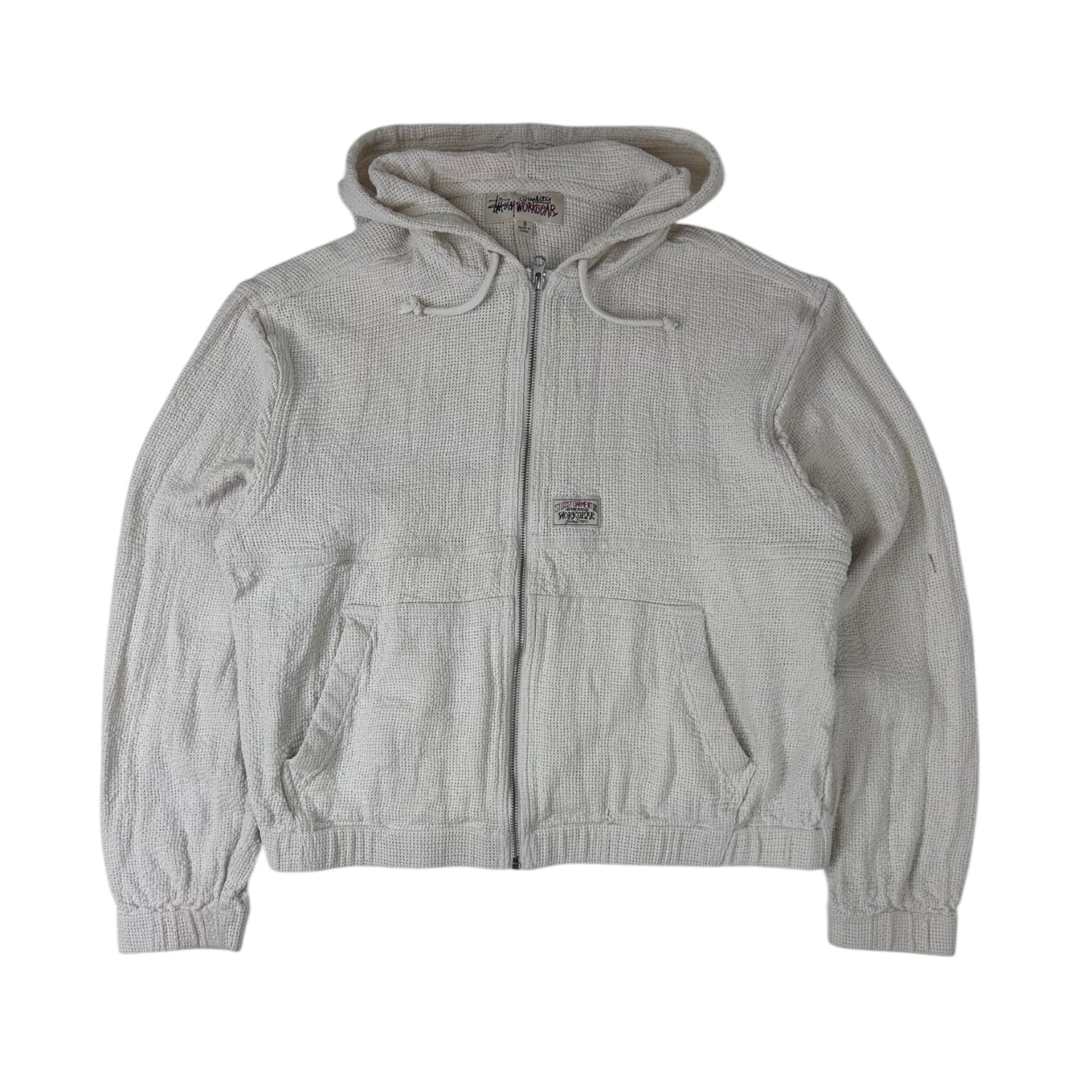 Stussy Workgear Mesh Zip Up Hoodie Bone