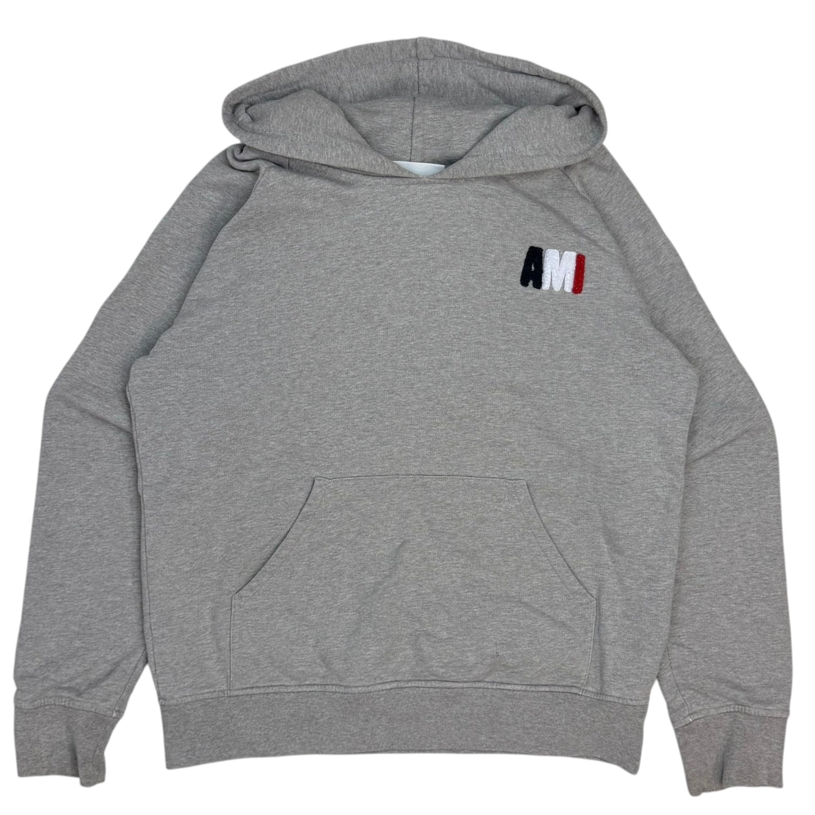 Ami Paris Tricolor Logo Hoodie Grey