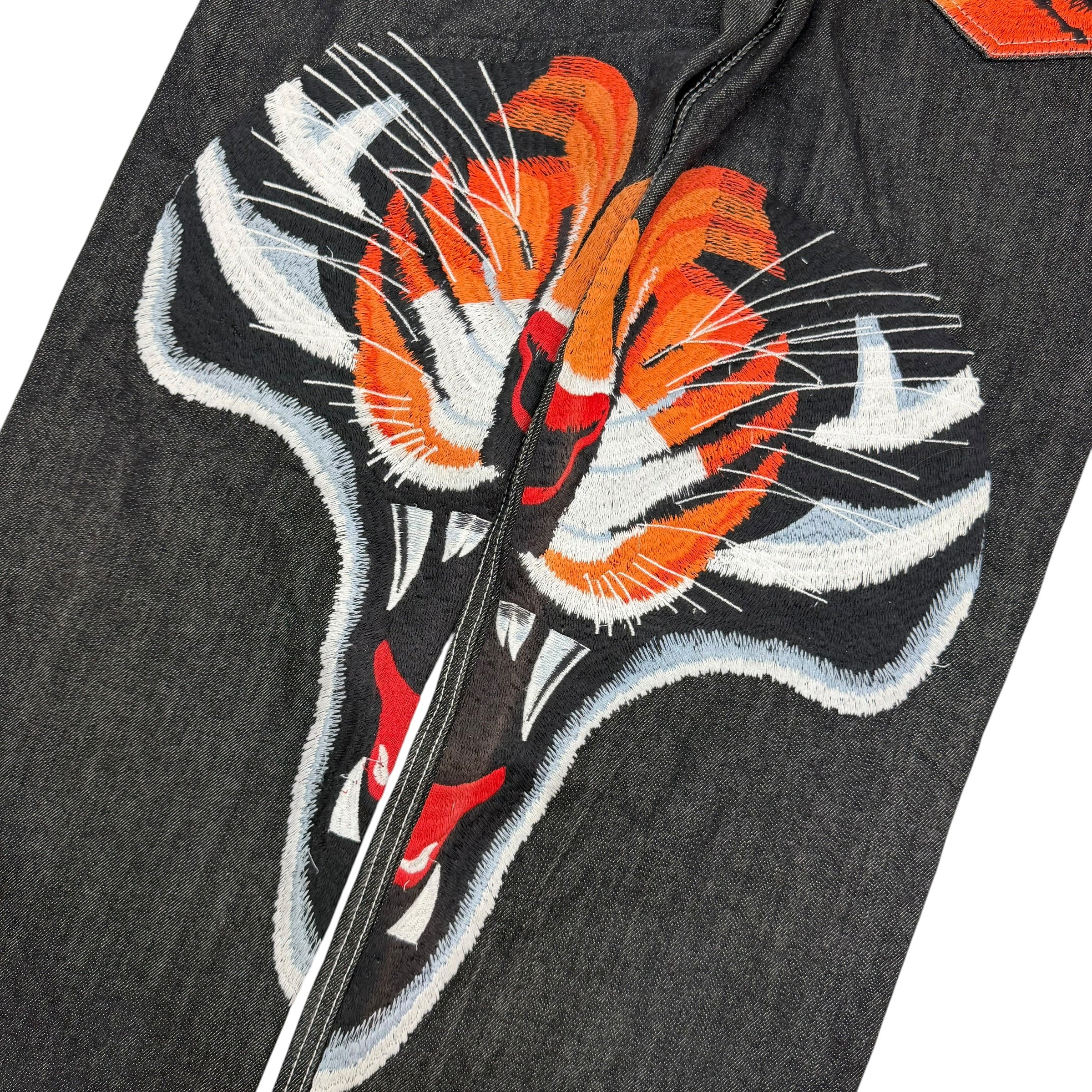Vintage Parish Nation Embroidered Tiger Face Jeans Black