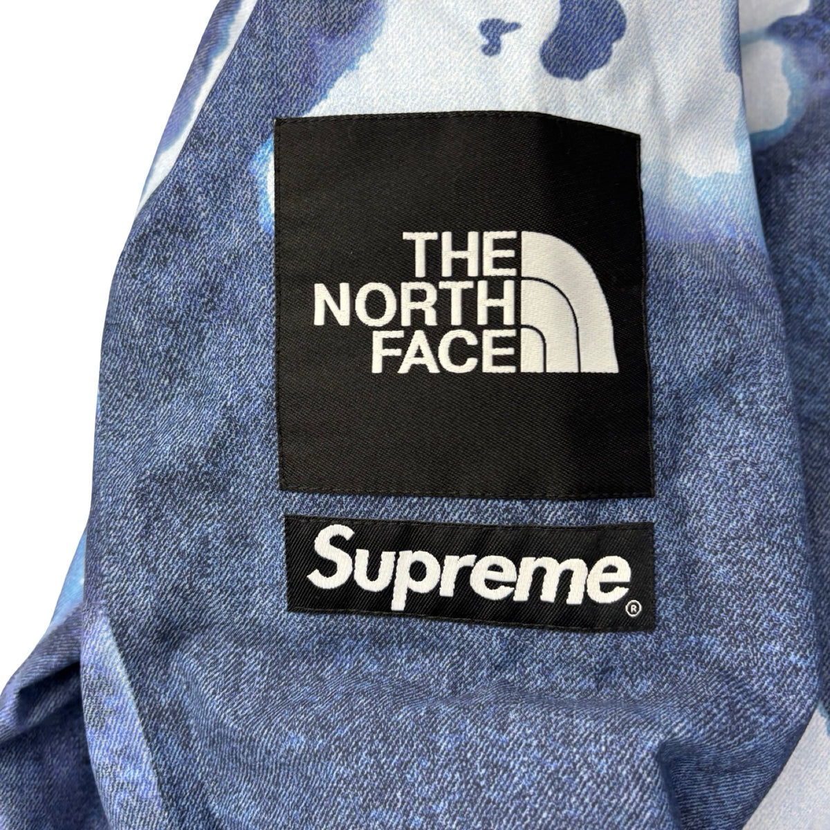 Supreme x The North Face Bleached Denim-Print Mountain Jacket