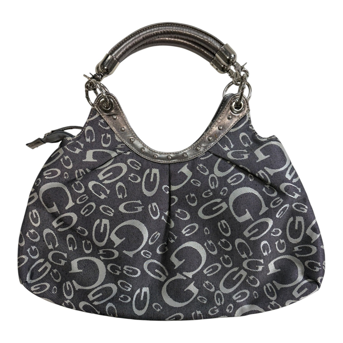 (W) Vintage Guess Monogram Hobo Shoulder Bag Grey