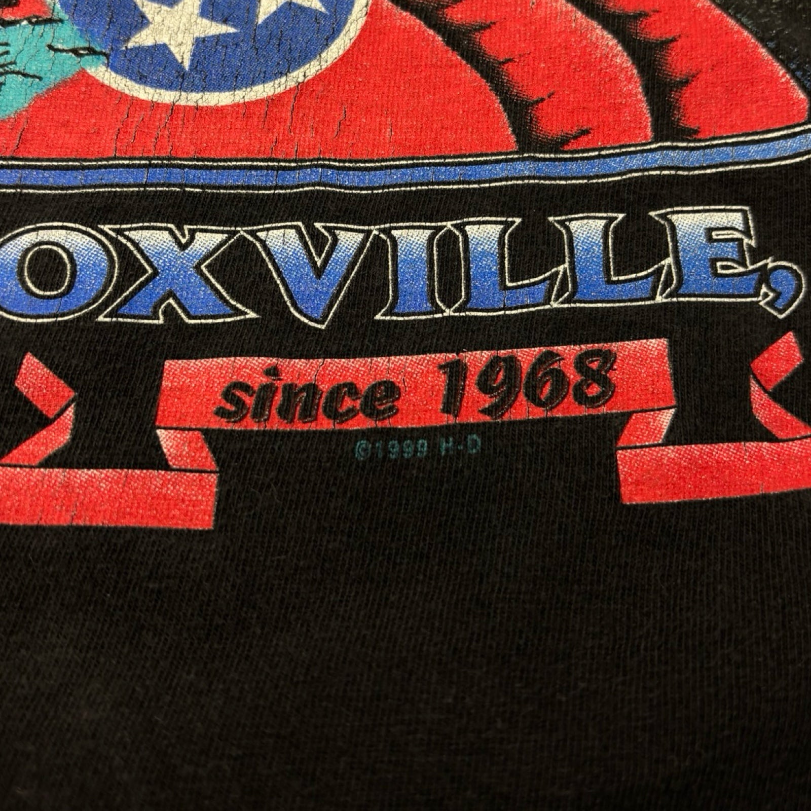 1999 Harley Davidson Knoxville TN Flame Bar & Shield T-Shirt Black