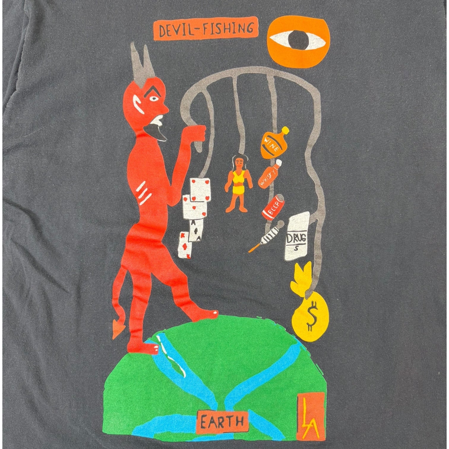 Vintage 90's House of Blues Devil-Fishing T-shirt Black