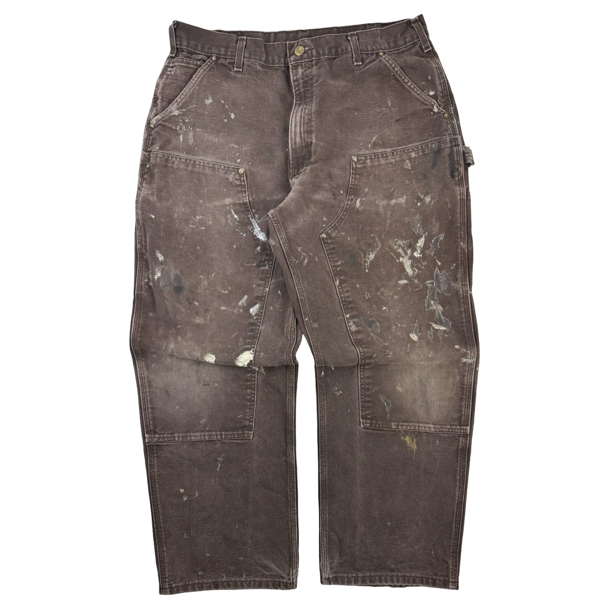 Vintage Carhartt Paint Splattered Double Knee Bottoms Dark Chocolate