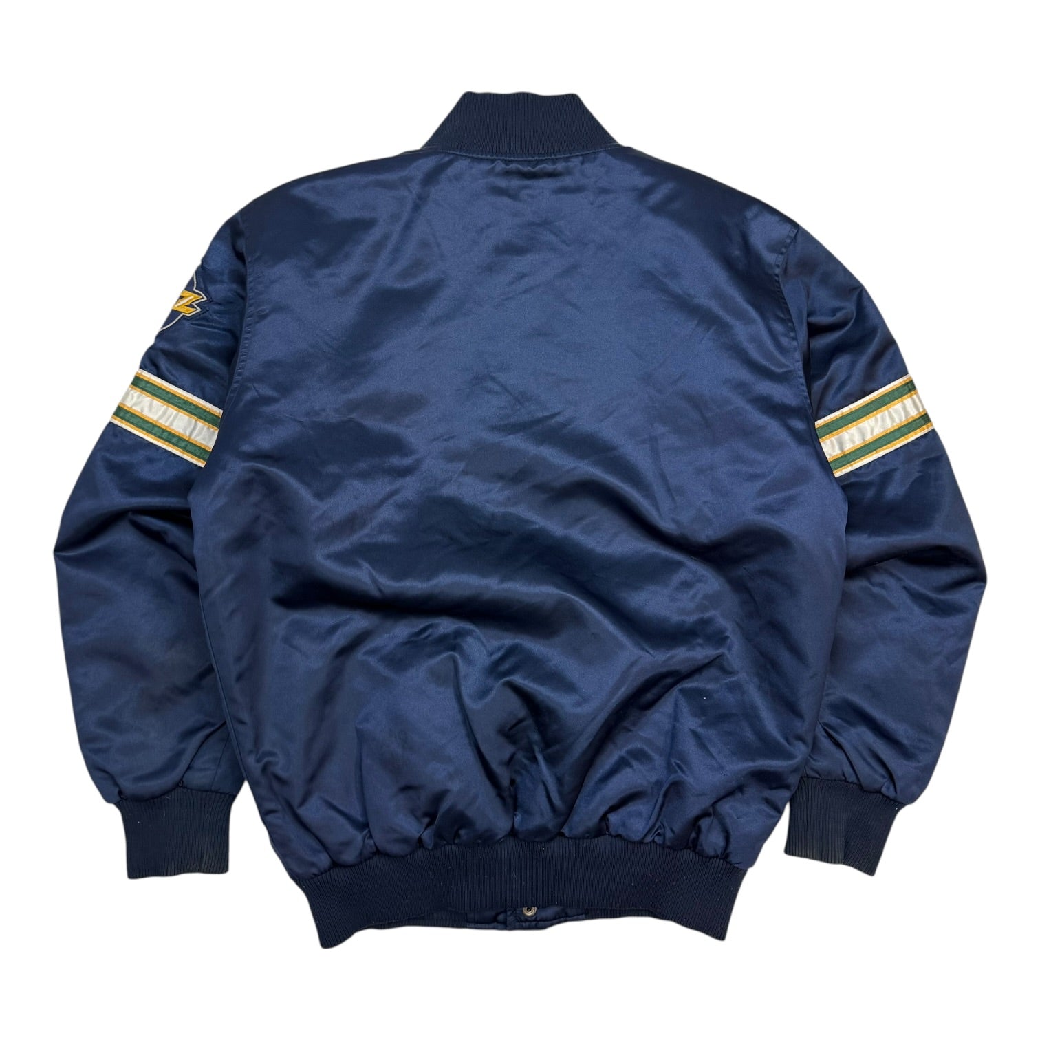 Vintage Starter Utah Jazz Satin Bomber Jacket Dark Blue