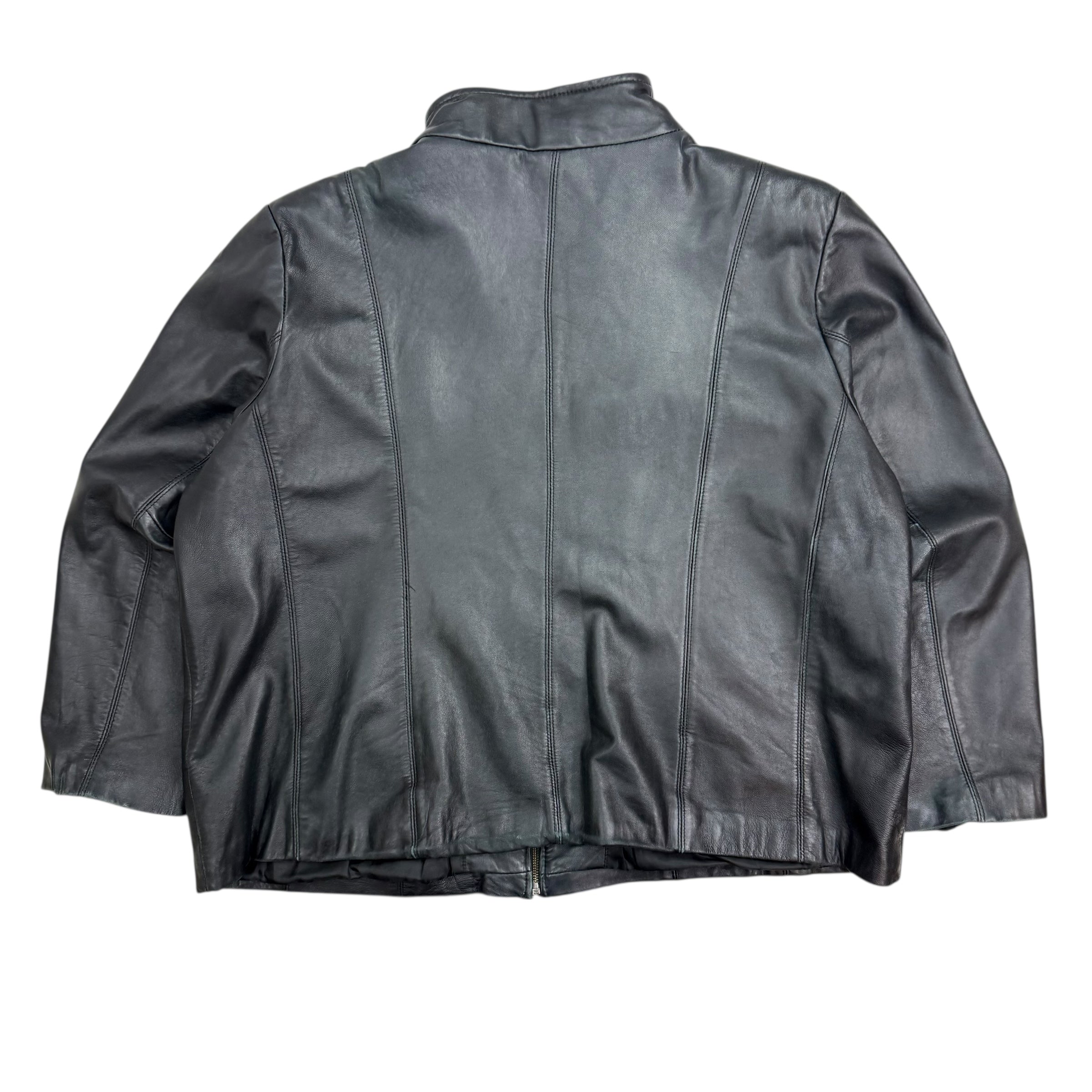 Vintage Leather Biker Jacket Black