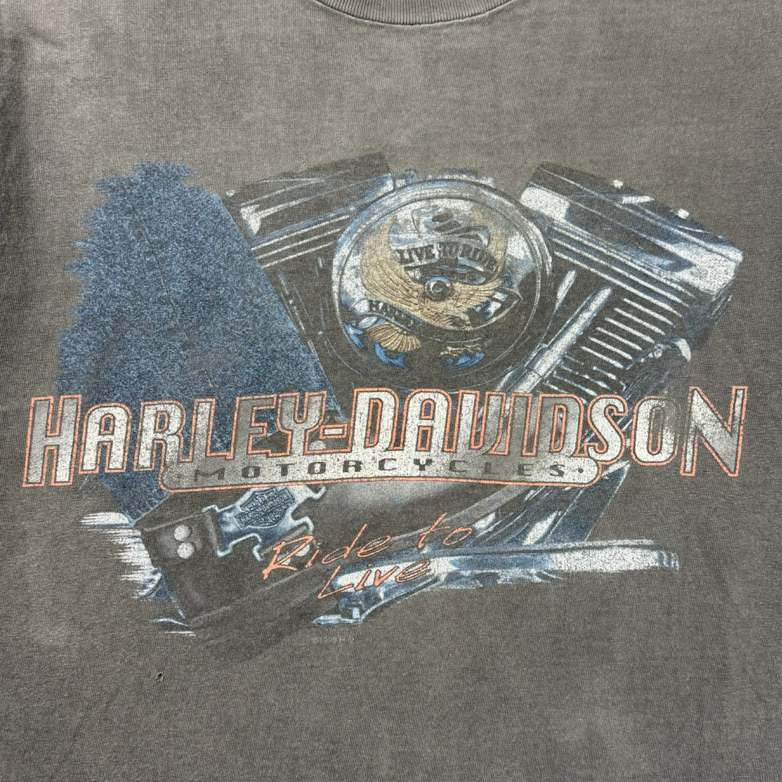 1995 Harley Davidson Biker Hog T-Shirt Faded Black