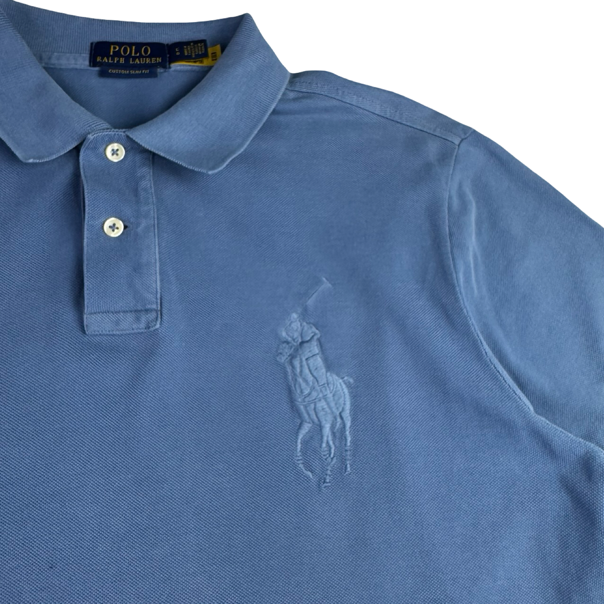 Vintage Polo Ralph Lauren Big Pony Tonal Polo Shirt Pale Blue