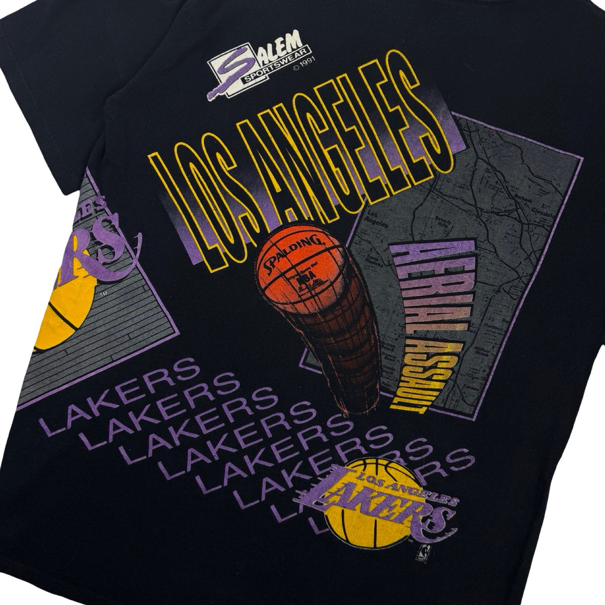 1991 Salem NBA Los Angeles Lakers  AOP T-Shirt Black