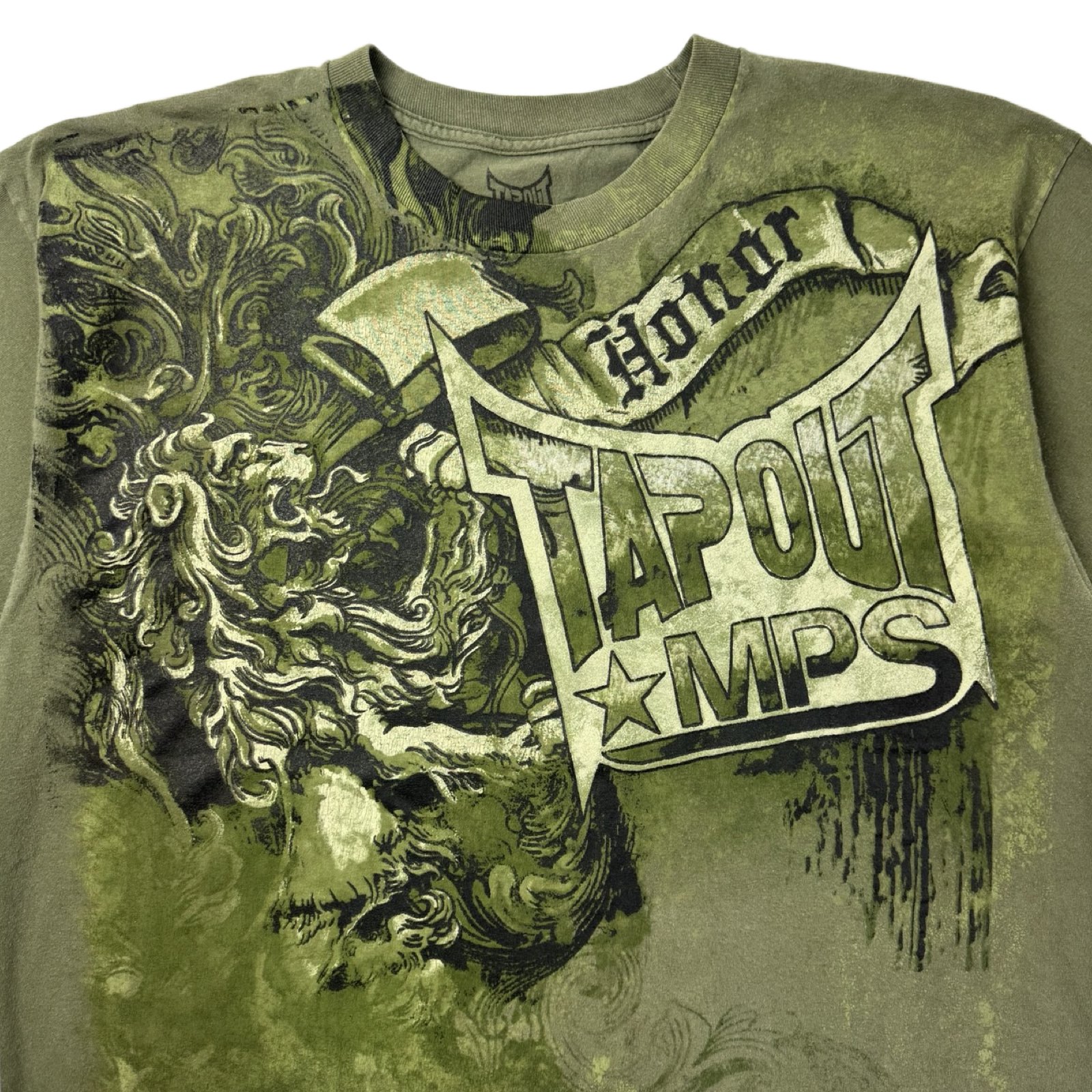 Vintage Y2K Tapout MPS Cyber Fight T-Shirt Green