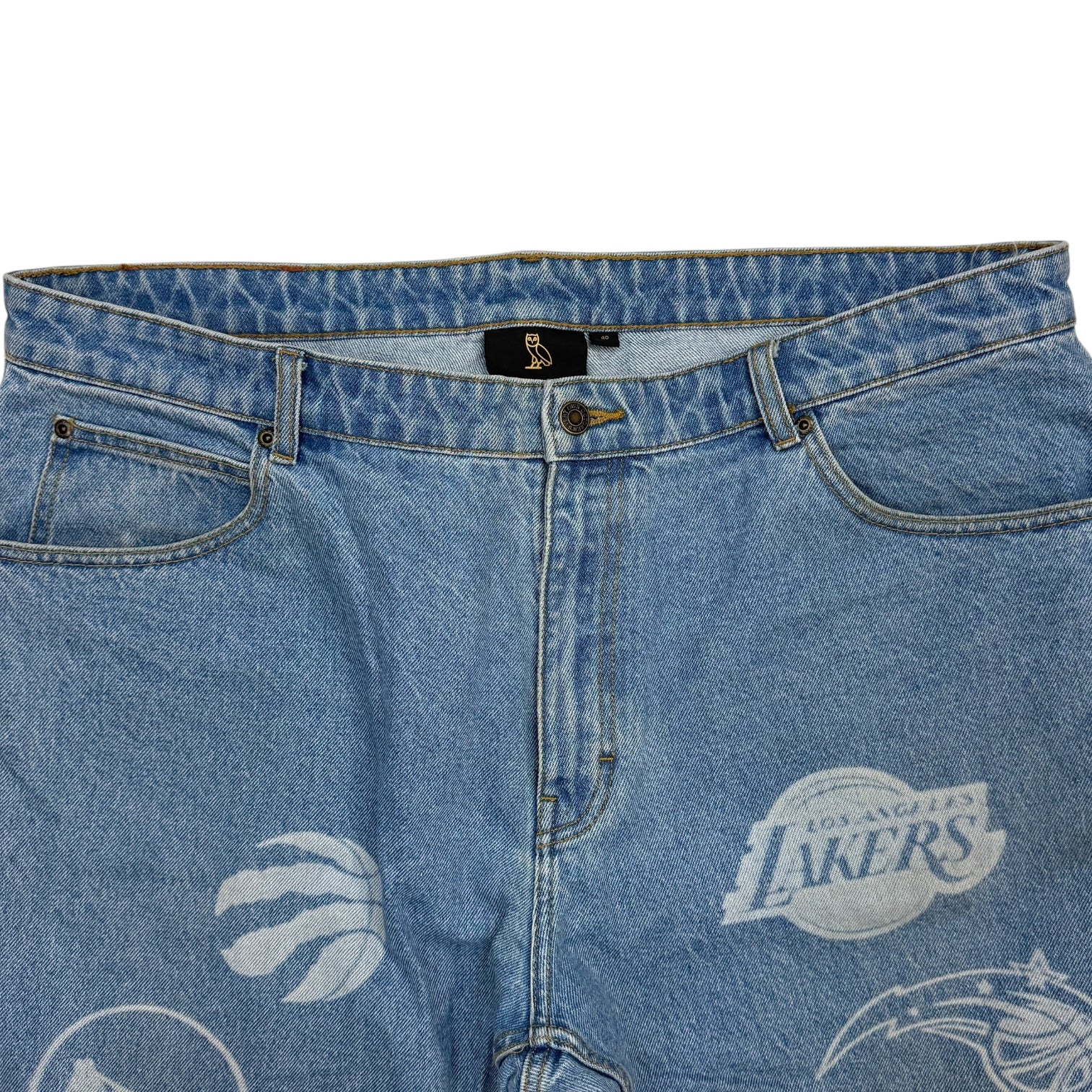 Octobers Very Own NBA Logo Denim Pants Light Wash
