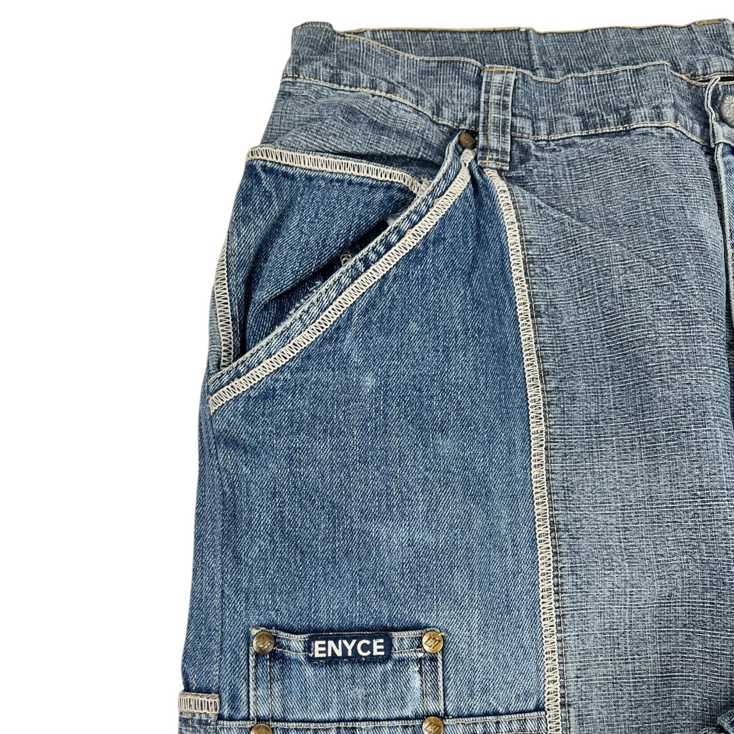 Enyce Patchwork Carpenter Baggy Blue Denim Jeans