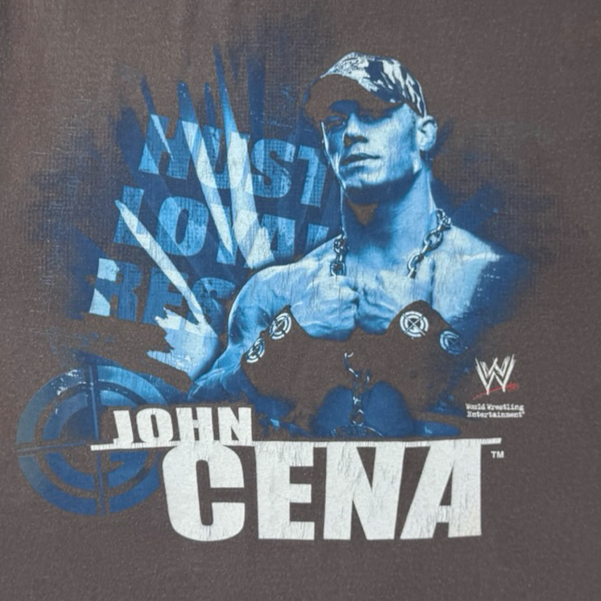 2002 John Cena Hustle Loyalty Respect WWE T-Shirt Faded