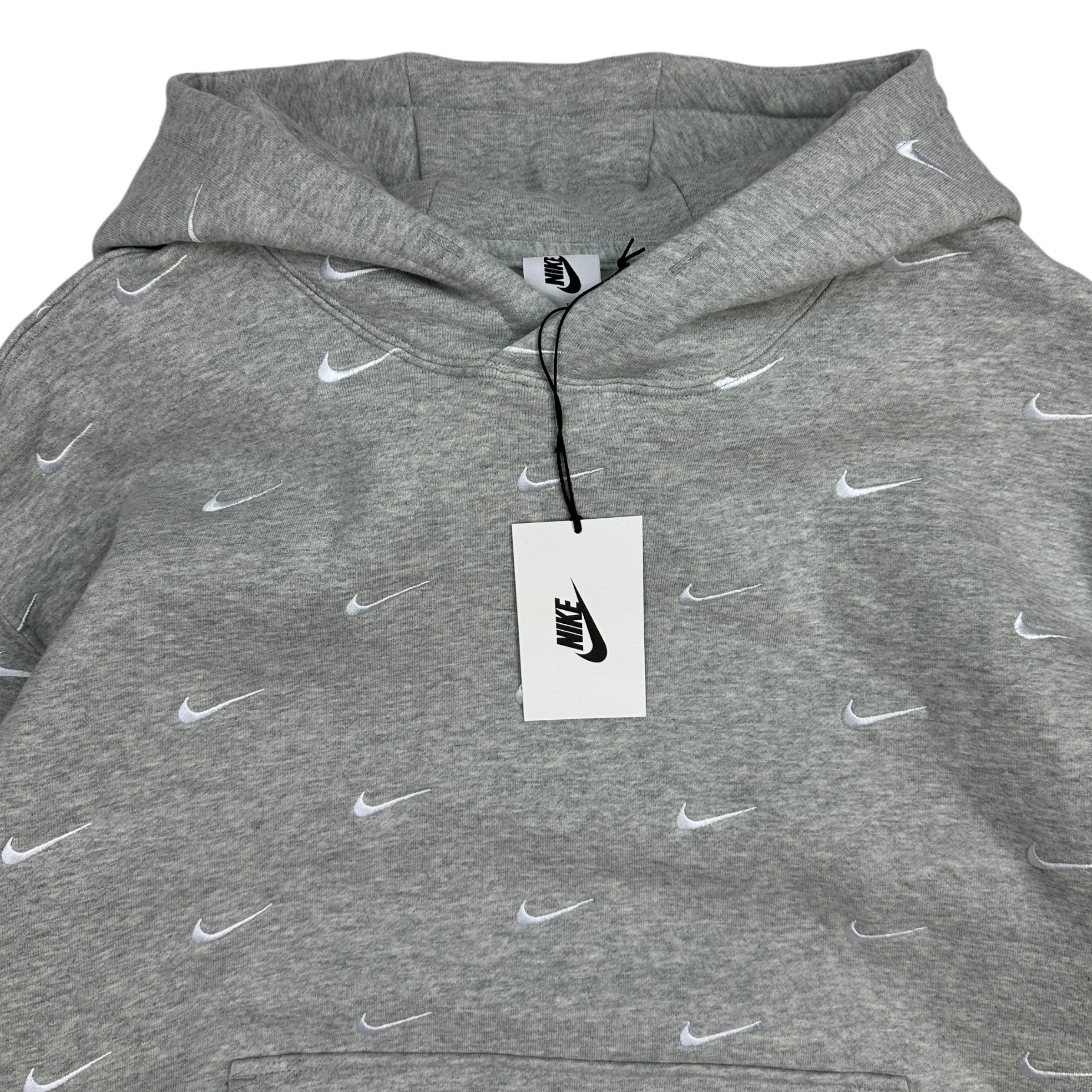 Nike NRG All Over Swoosh Logo Hoodie Grey