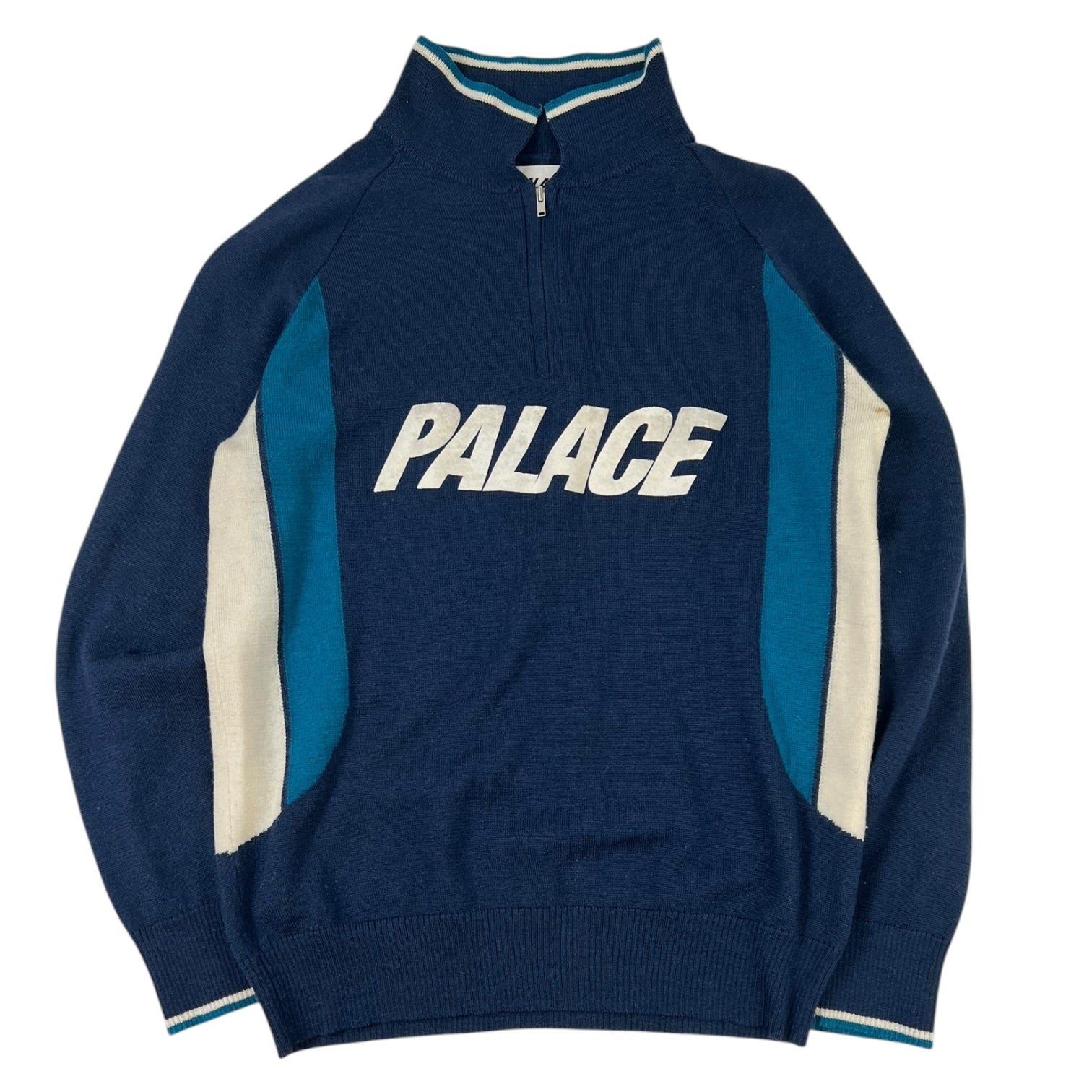 Palace Polo Half Zip Knit Sweater Blue