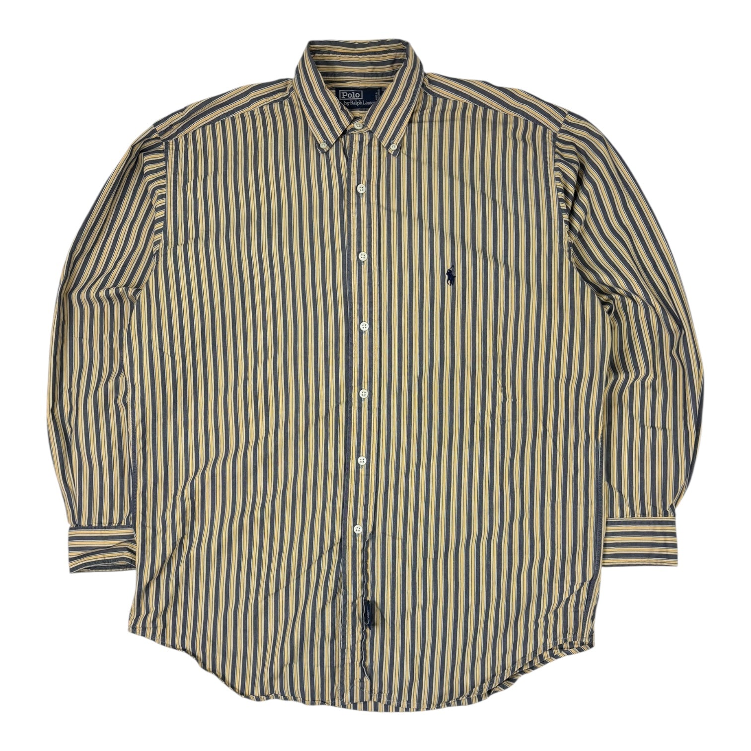 Vintage Polo Ralph Lauren Striped Button-Up Shirt Yellow/Navy