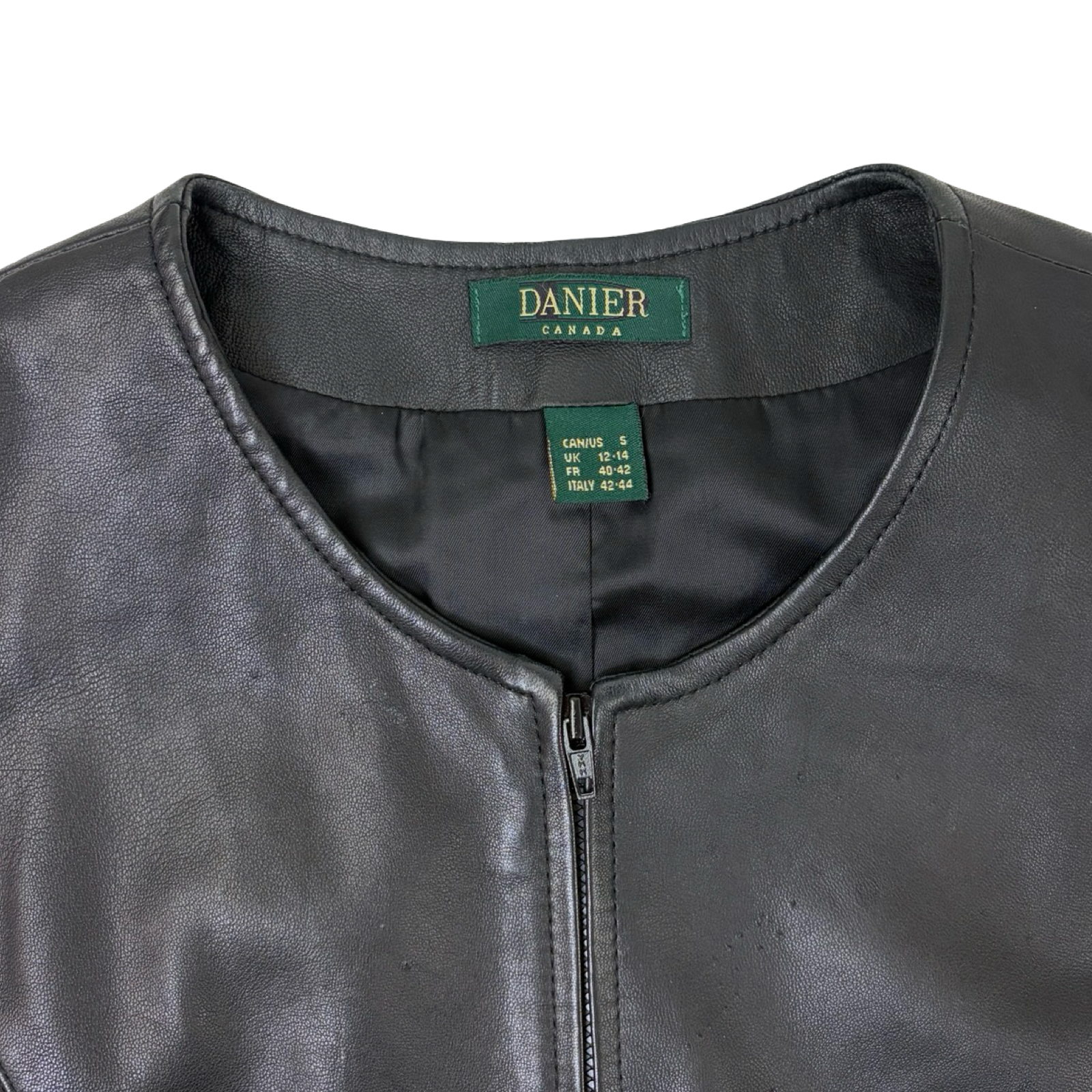 (W) Danier Zip Front Leather Vest Black