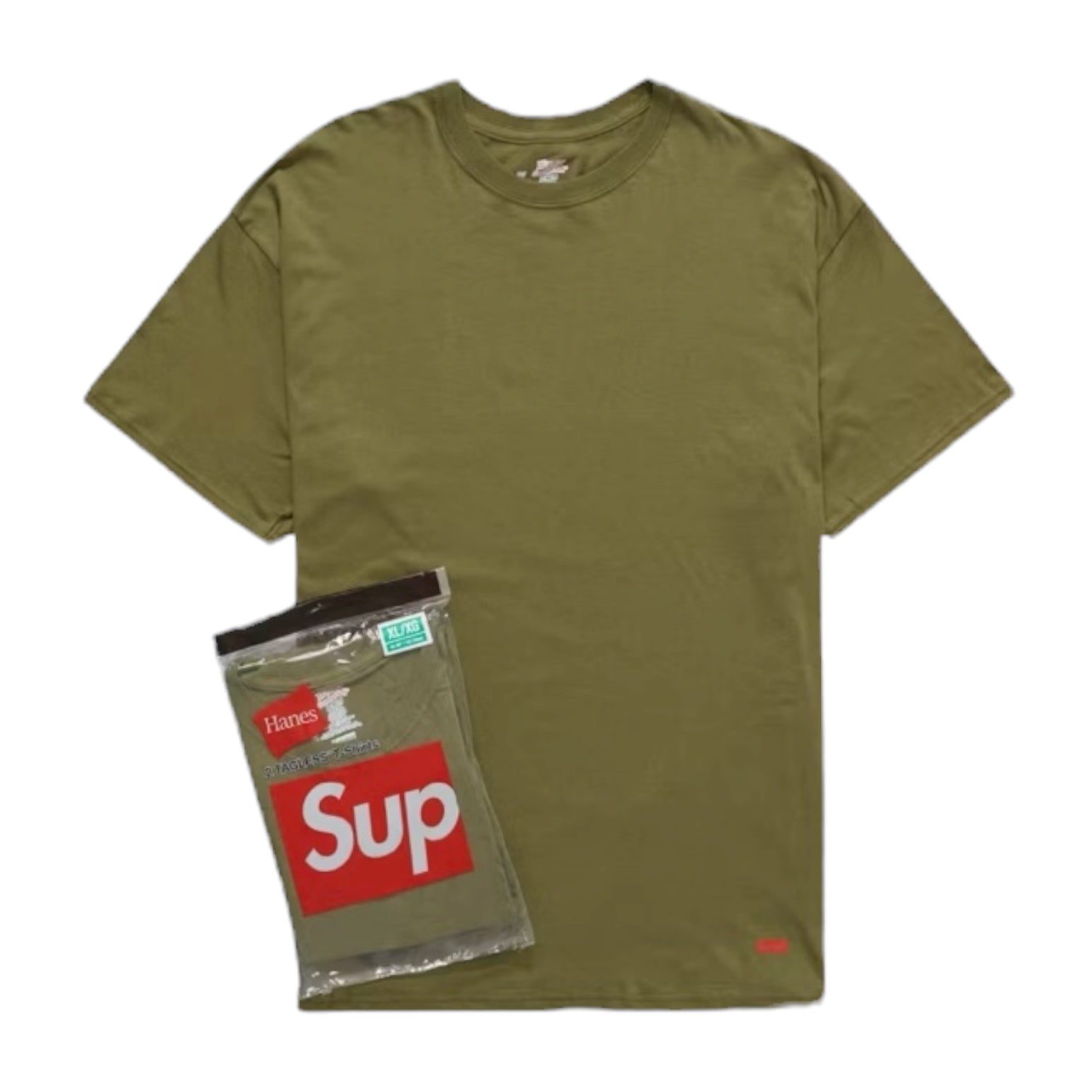 Supreme Hanes Tagless Tees 2 Pack Olive