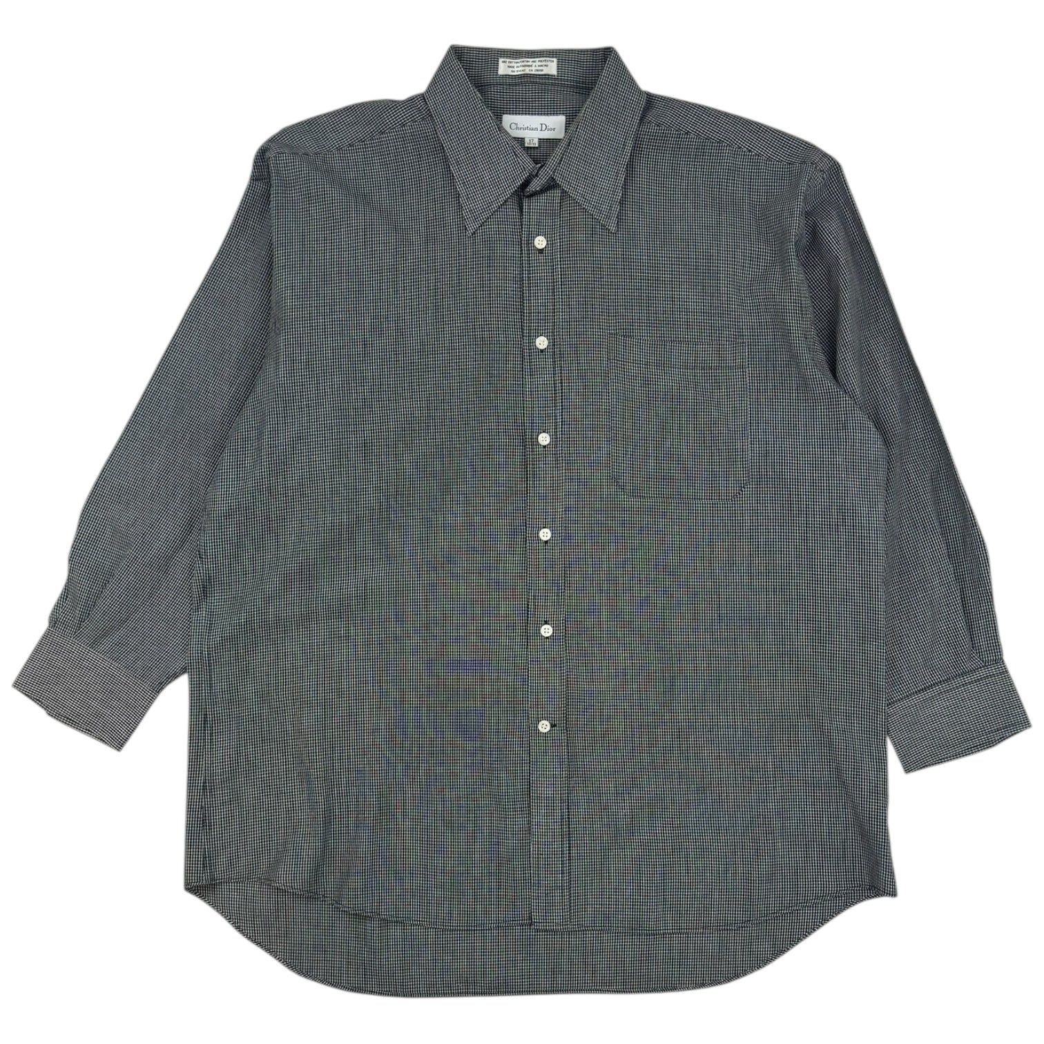 Christian Dior Grid Button-Up Dress Shirt Black