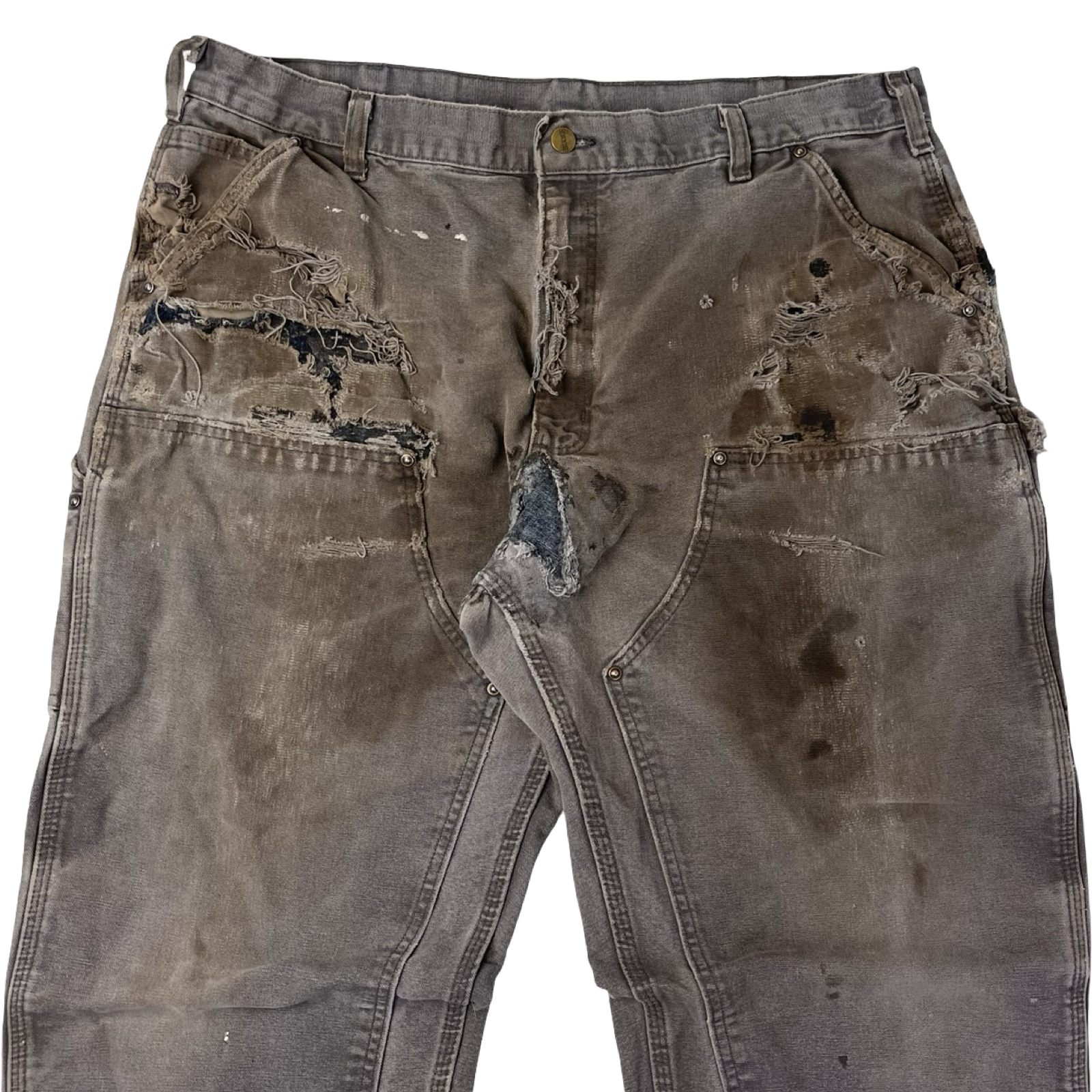 Vintage Carhartt Trashed Double Knee Carpenter Pant Washed Grey