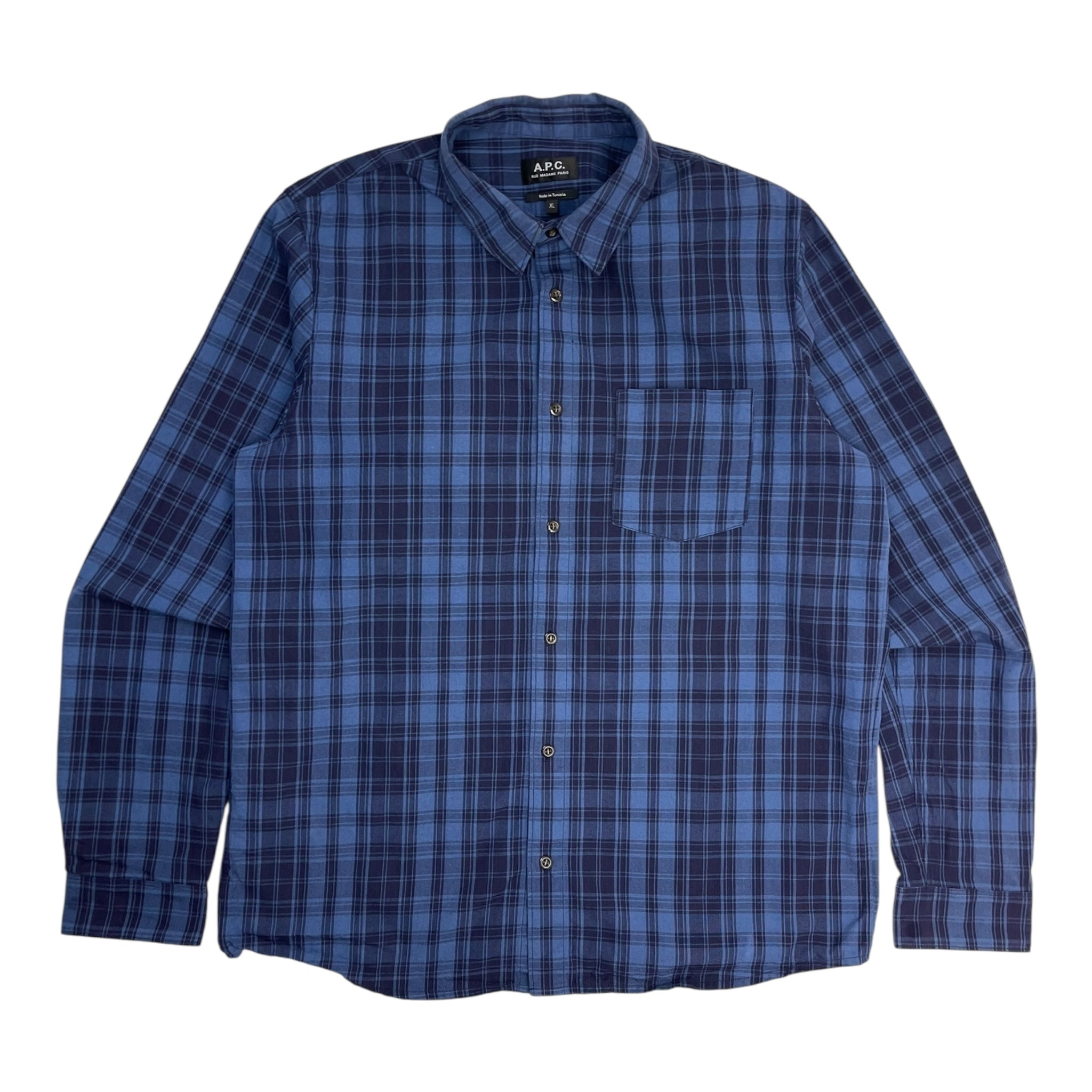 A.P.C Blue Plaid Button Up Shirt