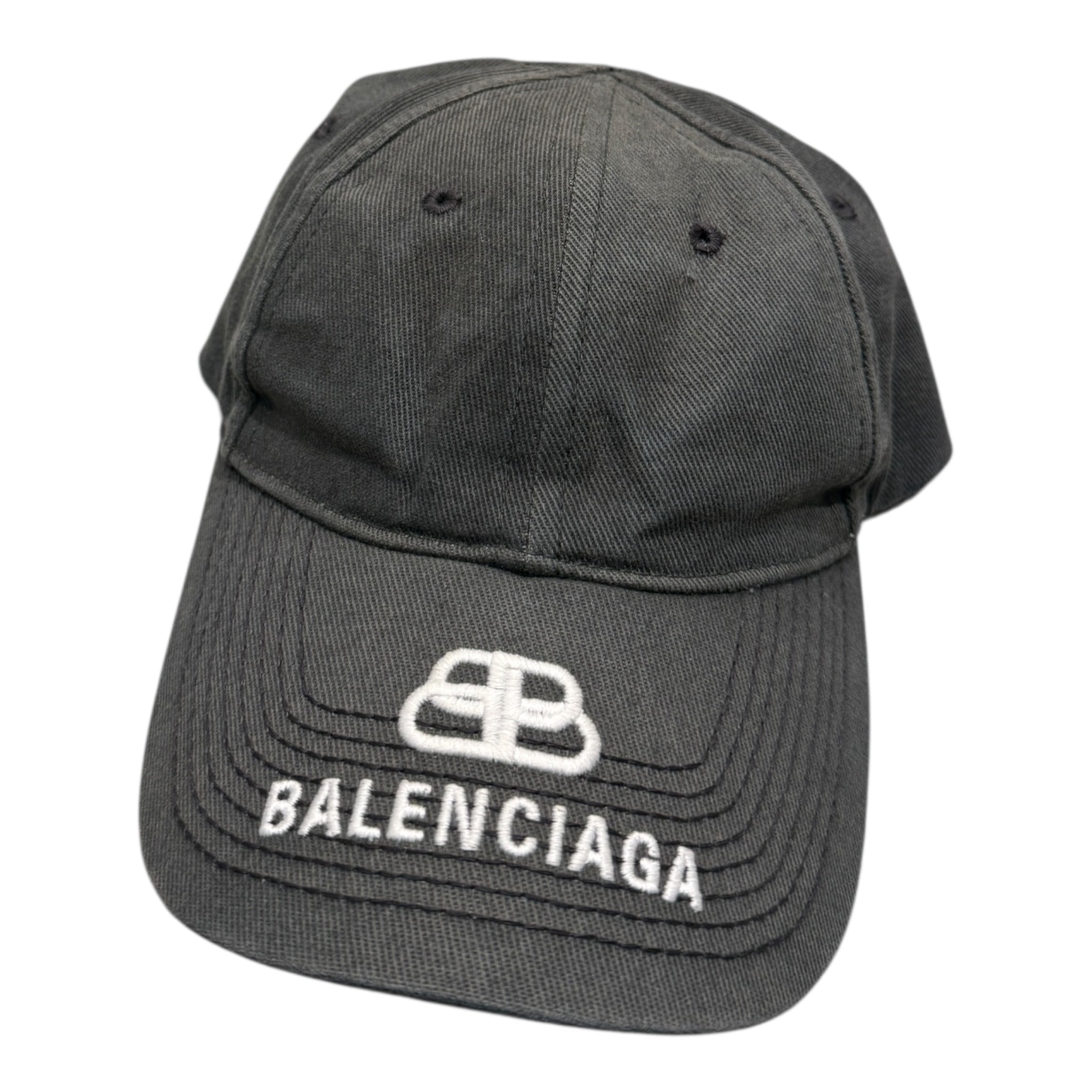 Balenciaga BB Logo StrapBack Hat Washed Black