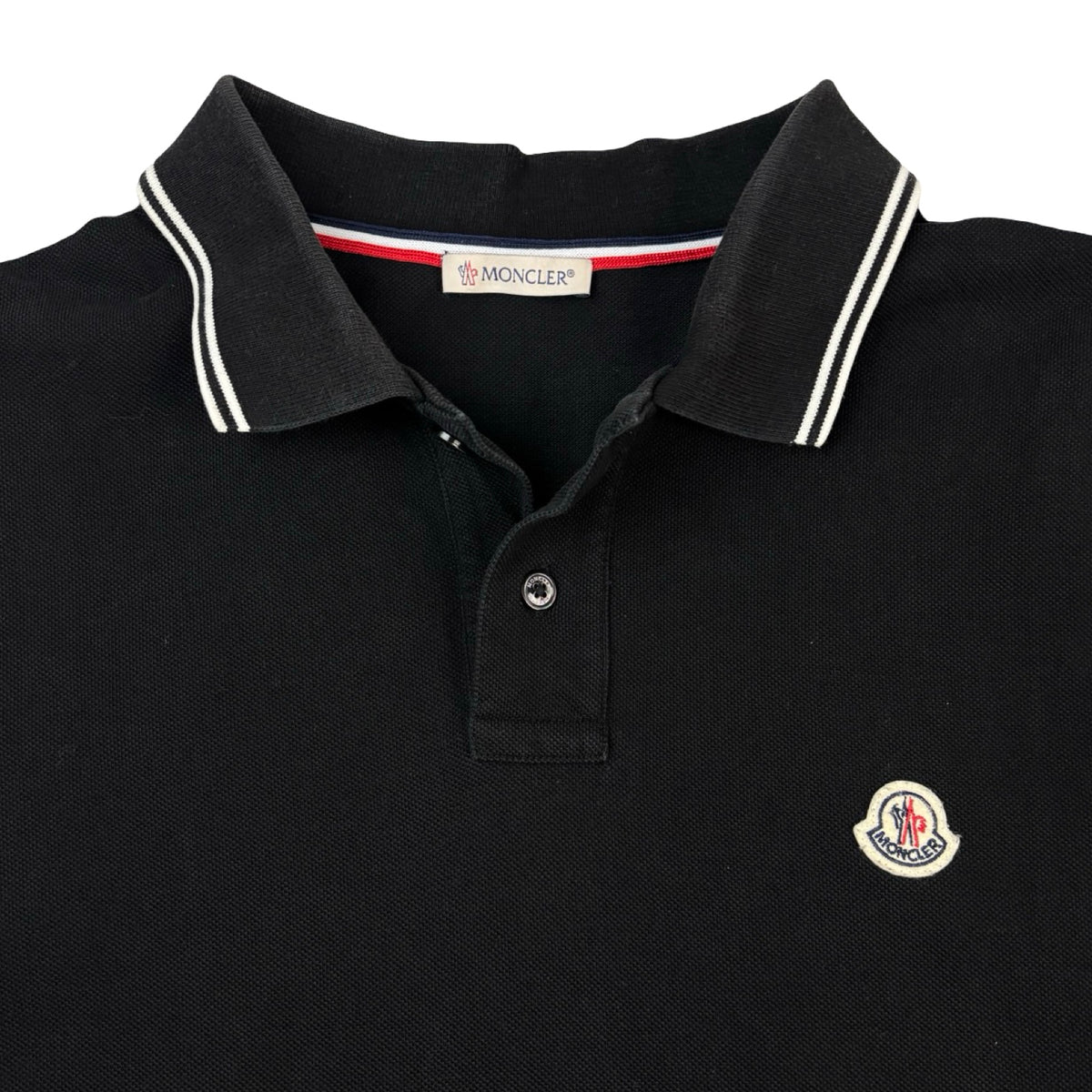 Moncler Logo Patch Striped Polo-Shirt Black