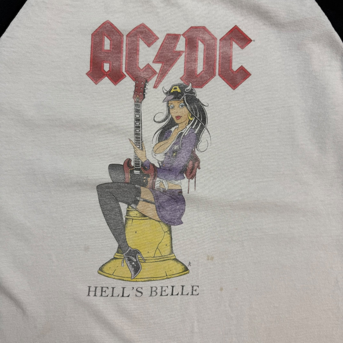 2008 AC/DC Hells Bells Raglan Tee White/Black