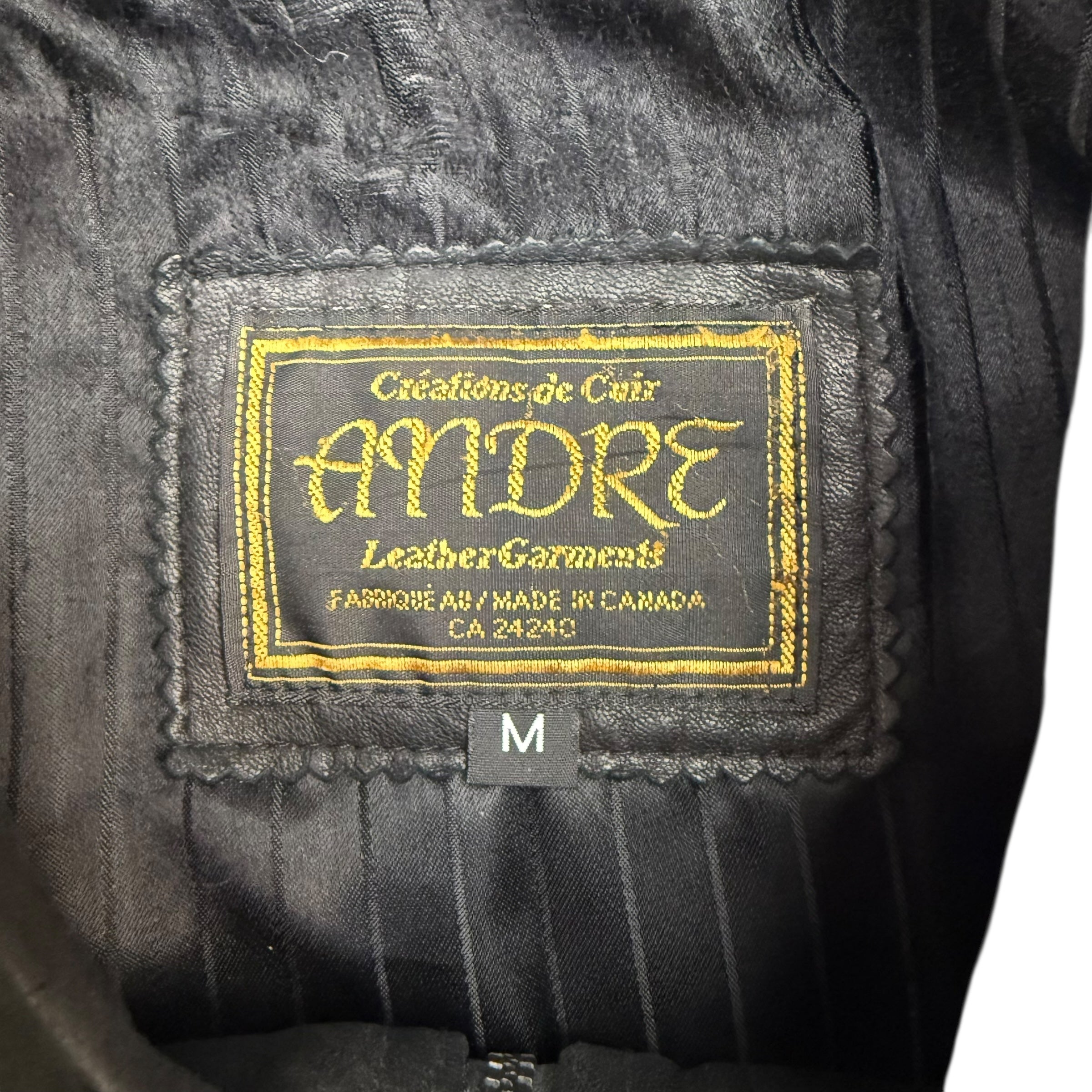 Vintage Leather Bomber Jacket Black