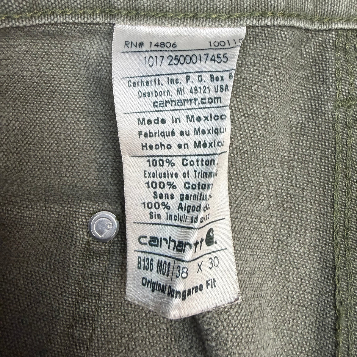 Vintage Carhartt Double Knee Pants Washed Green