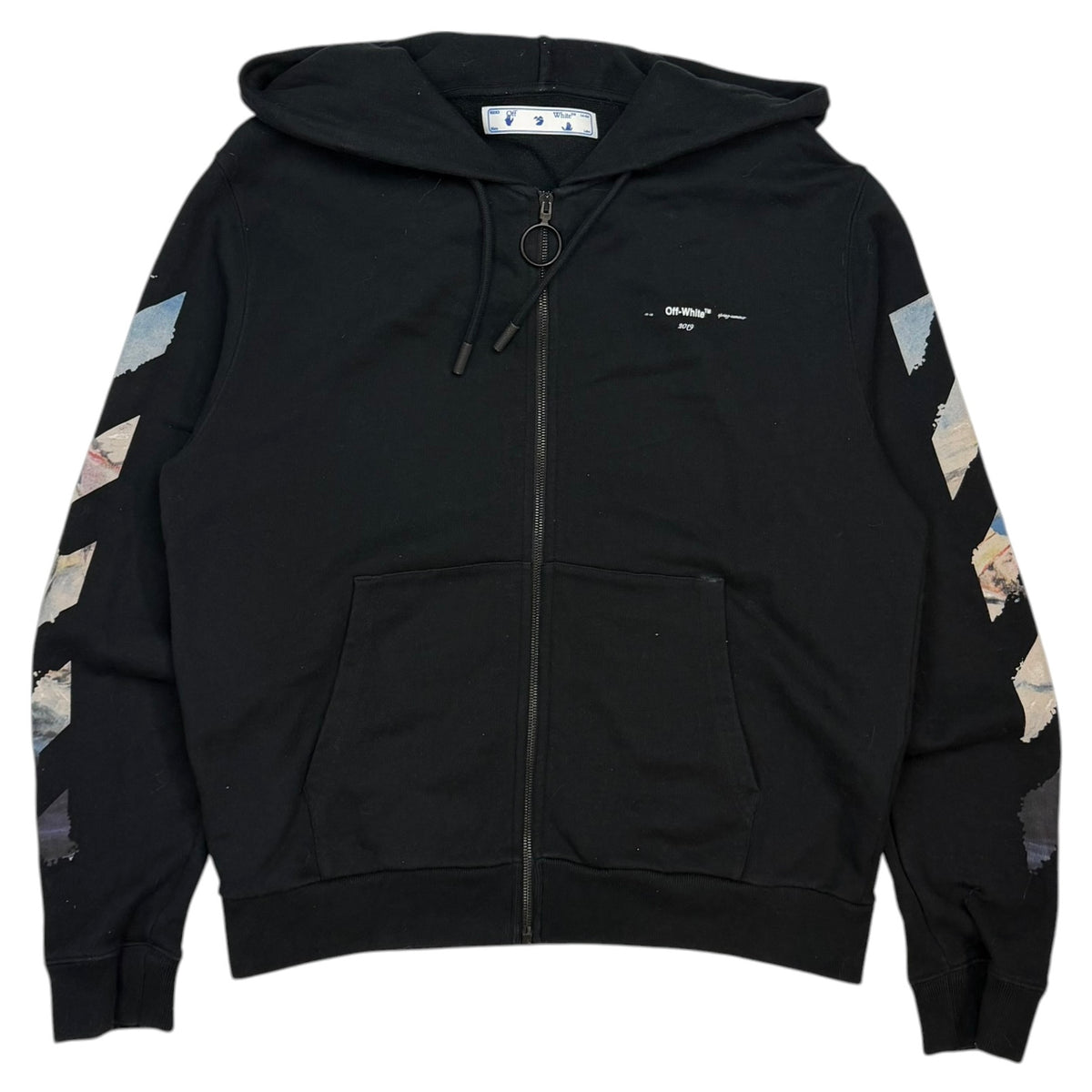 Off-White Impressionism Monet Arrow Zip Up Hoodie Black