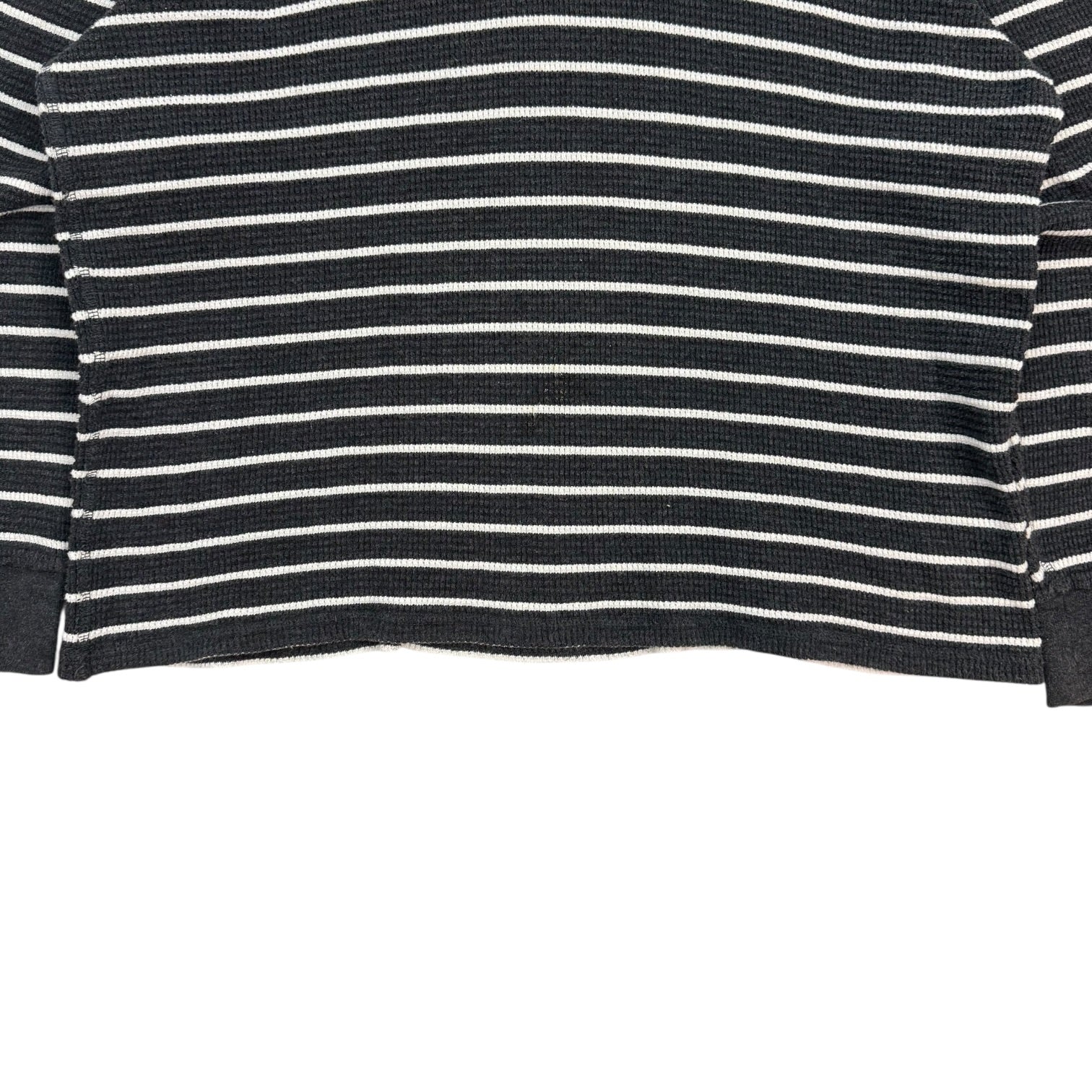 Vintage Polo Ralph Lauren Striped Waffle Knit Thermal Hoodie Black/White